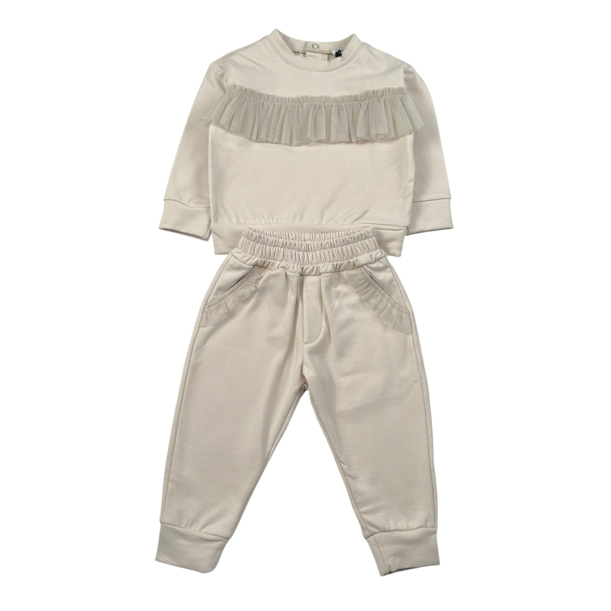 Janice Completo 2Pz Felpa-Pantalone tinta unita Beige per Neonata JN977N BEIGE JANICE 