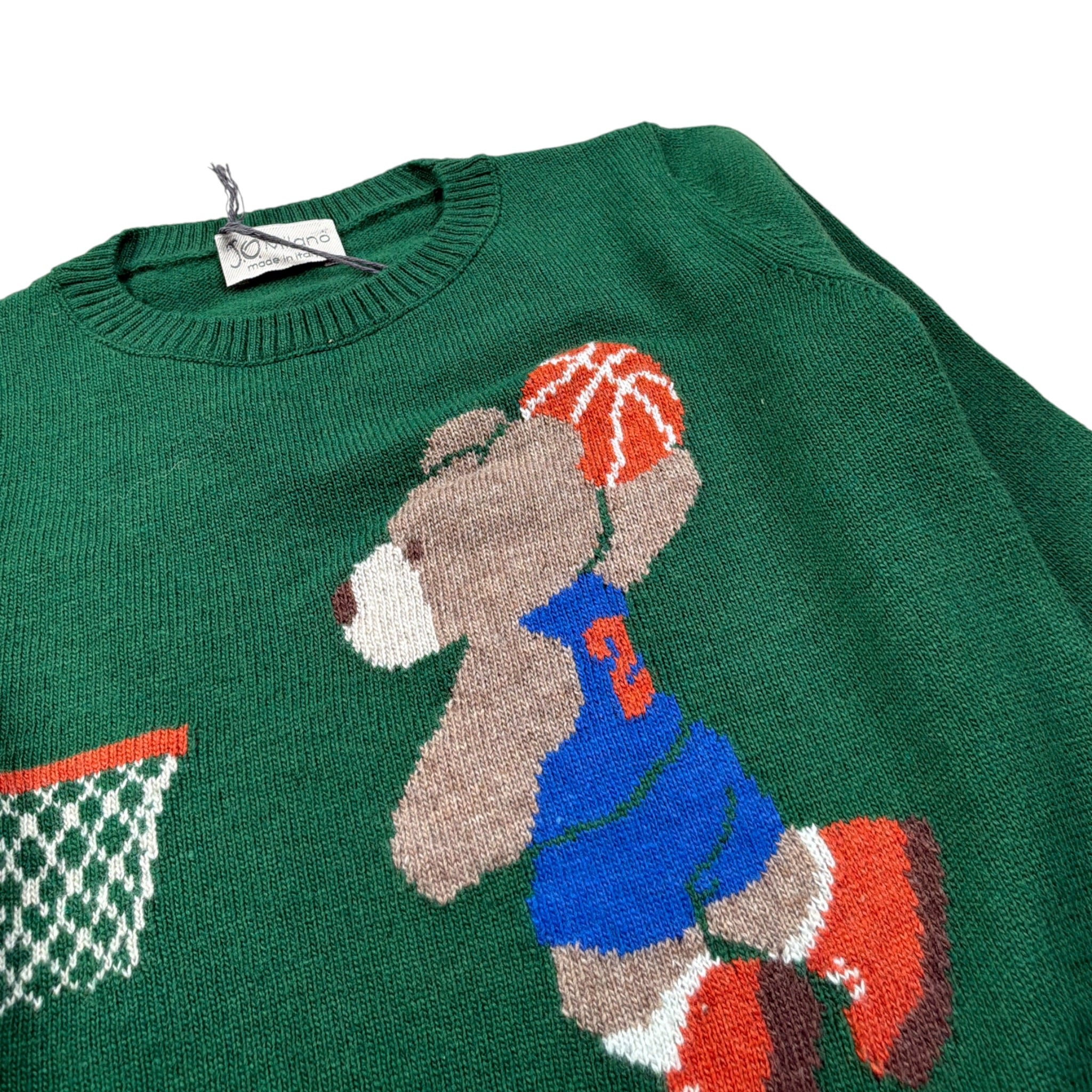 J.O. Milano Maglia tinta unita con Stampa Verde per Bambino 563I2 VERDE J.O. MILANO 