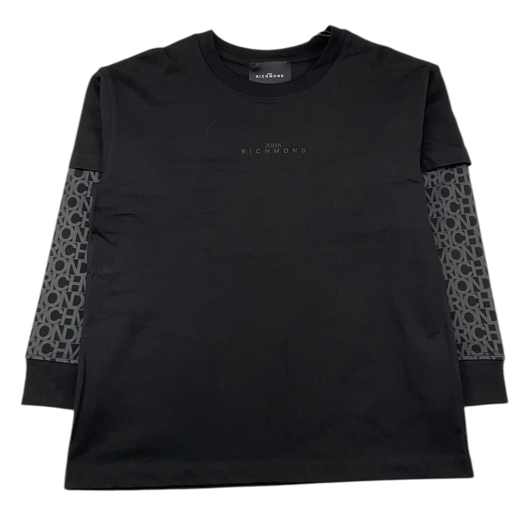 John Richmond Shirt tinta unita con Stampa Nero per Bambino RBA25037TS NERO JOHN RICHMOND 