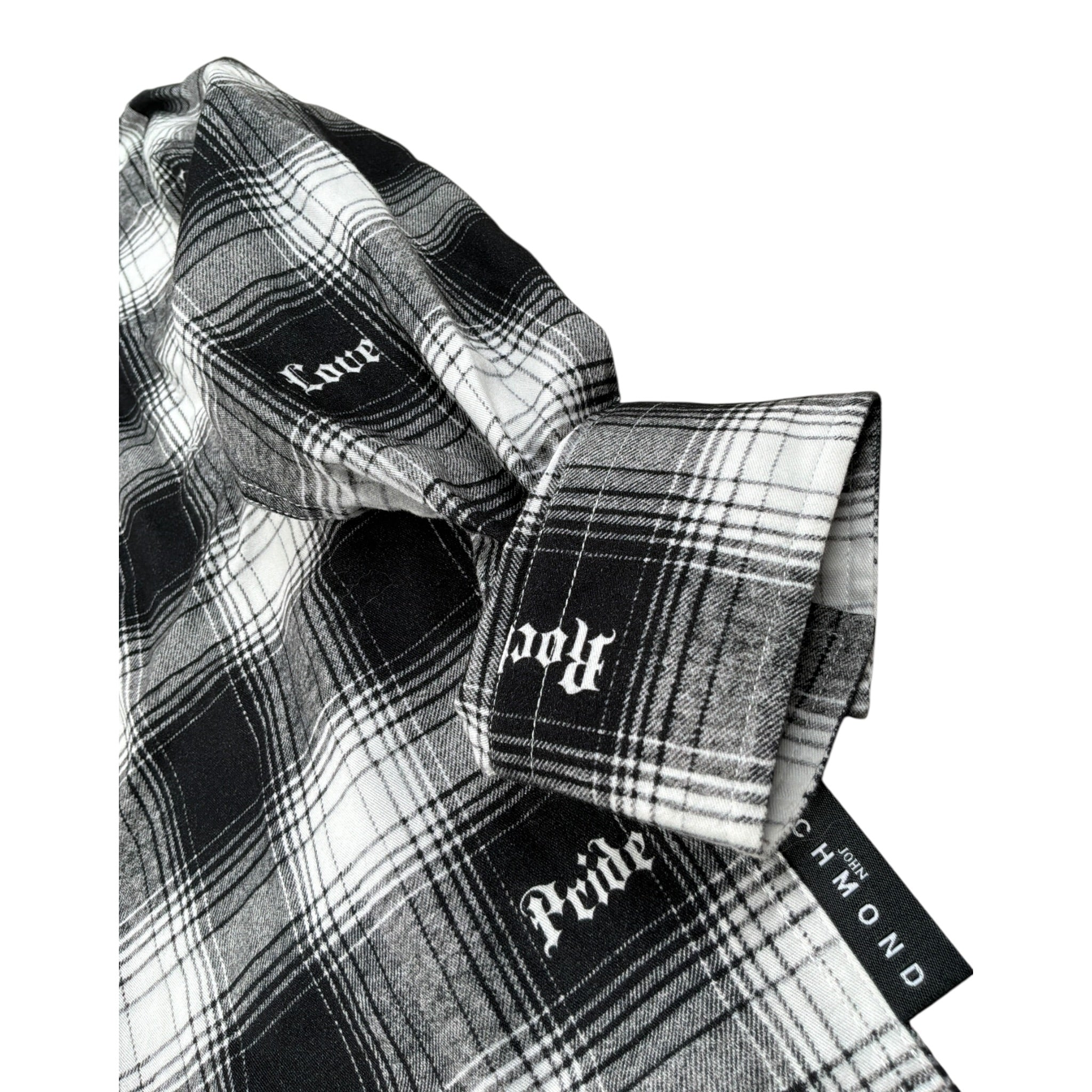 John Richmond Camicia Bicolore con Fantasia A Quadri Bianco/Nero per Bambino RBA26106CA BIANCO/NERO JOHN RICHMOND 