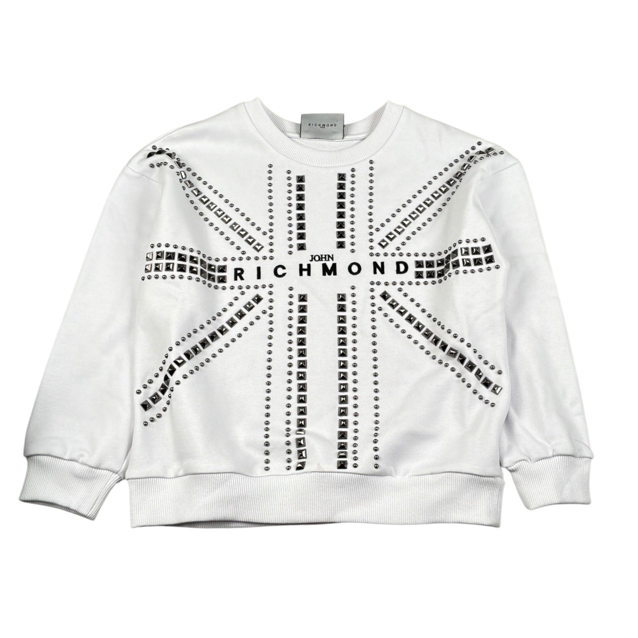 John Richmond Felpa tinta unita con Borchie Bianco per Bambino RBA26113FE BIANCO JOHN RICHMOND 