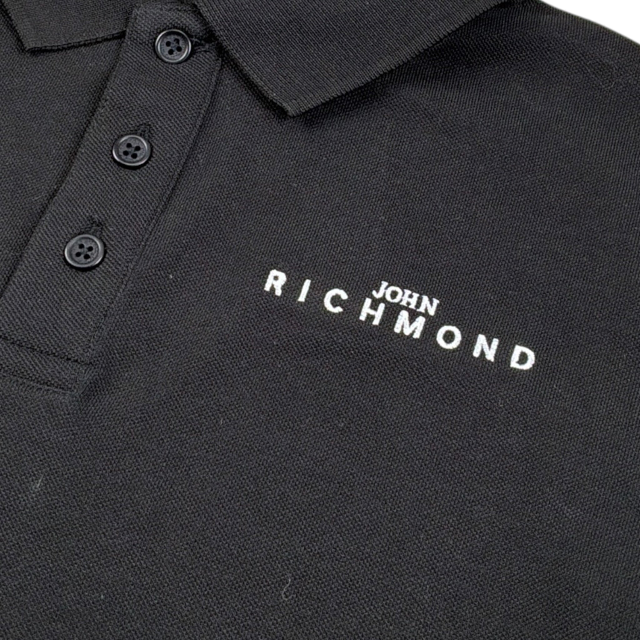 John Richmond Polo Mezza Manica tinta unita con Logo Nero per Bambino RBA26160PO NERO JOHN RICHMOND 