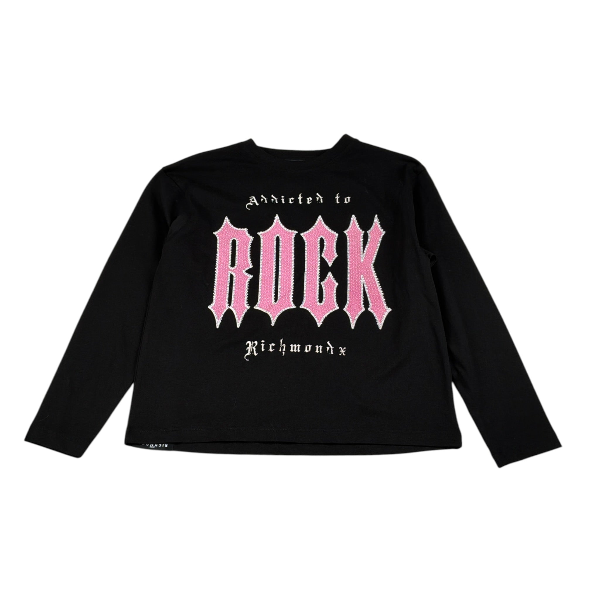 John Richmond Shirt tinta unita Girocollo con Stampa Nero per Bambina RGA26031TS NERO JOHN RICHMOND 