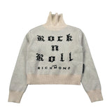 John Richmond Maglia Collo Alto Tint Unita con Stampa Beige per Bambina RGA26068LU BEIGE JOHN RICHMOND 
