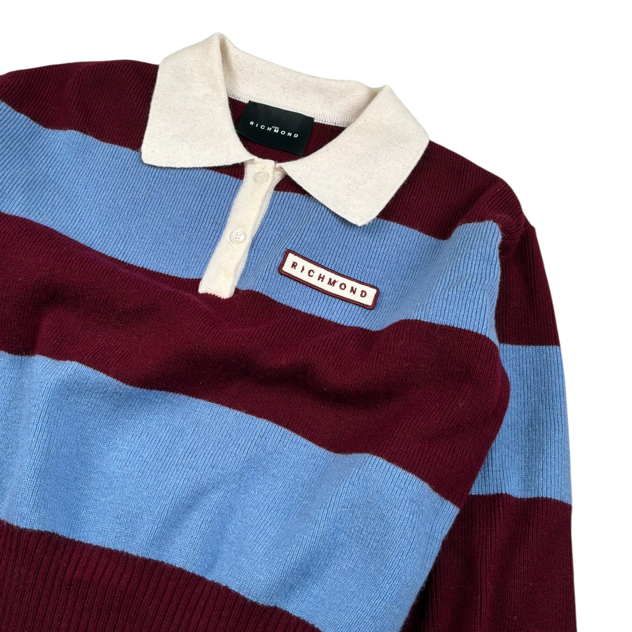 John Richmond Polo In Maglia Bicolore con Fantasia A Righe Azzurro per Bambina RGA26140PO AZZURRO JOHN RICHMOND 