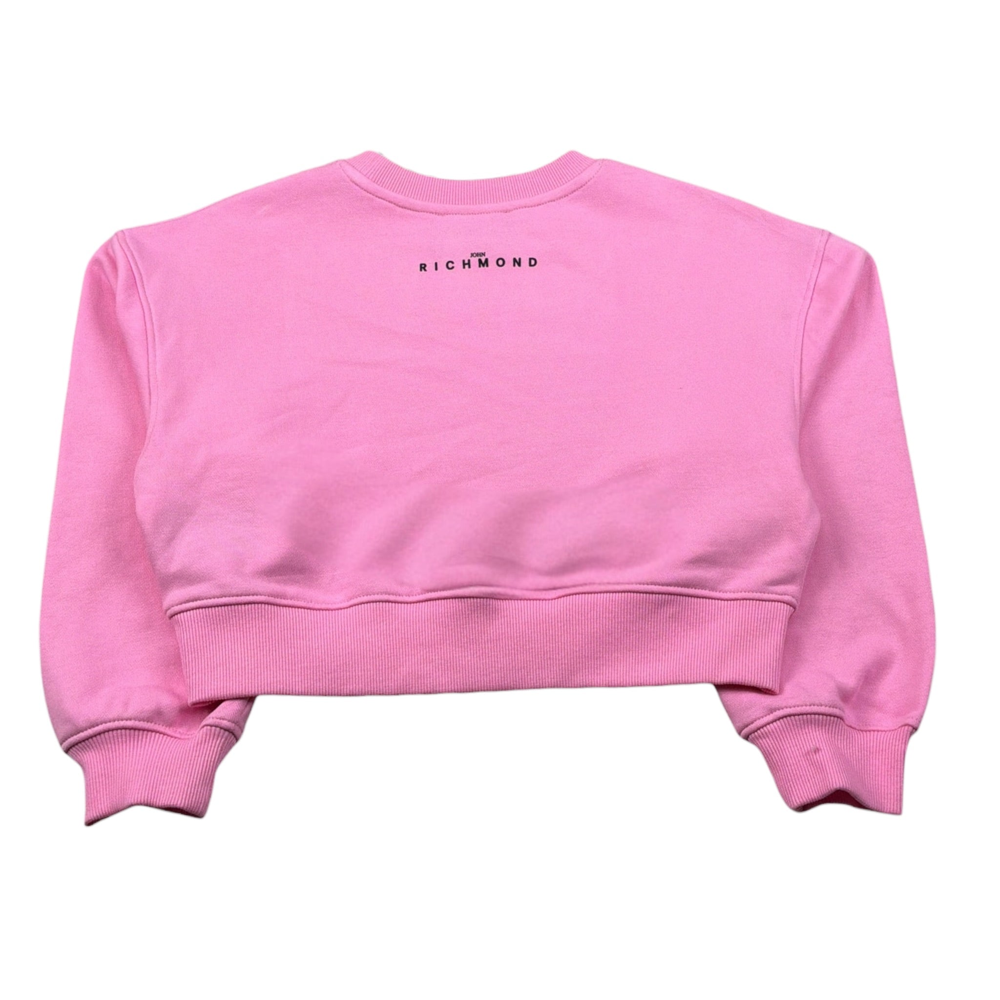 John Richmond Felpa Chiusa Girocollo tinta unita con Logo Rosa per Bambina RGA26166FE ROSA JOHN RICHMOND 