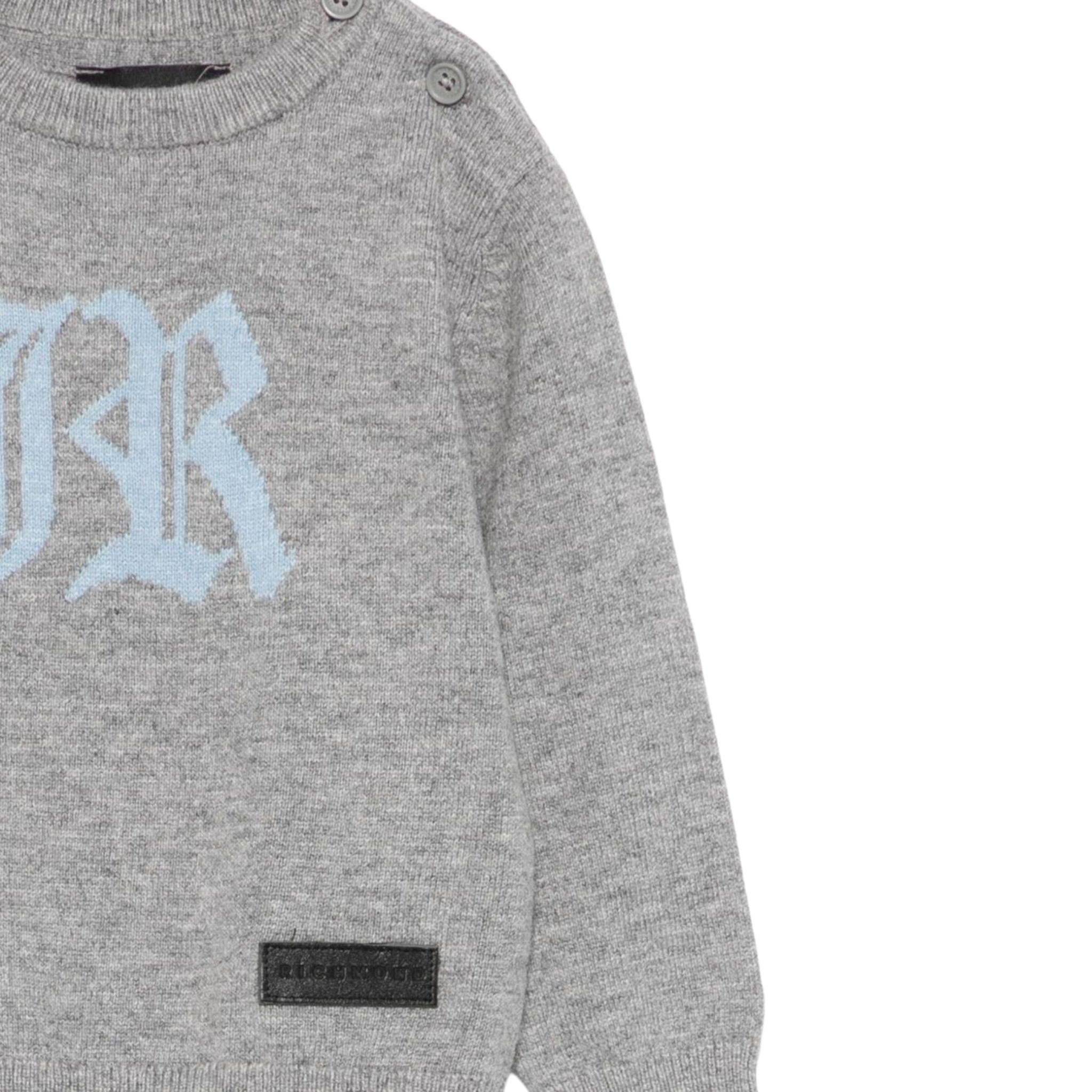 John Richmond Maglia Girocollo tinta unita con Logo Grigio per Neonato RIA25009MAX GRIGIO JOHN RICHMOND 