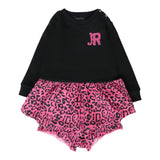 John Richmond Abito Manica Lunga Bicolore con Culotte Nero/Fuxia per Neonata RIA25120VE NERO/FUXIA JOHN RICHMOND 