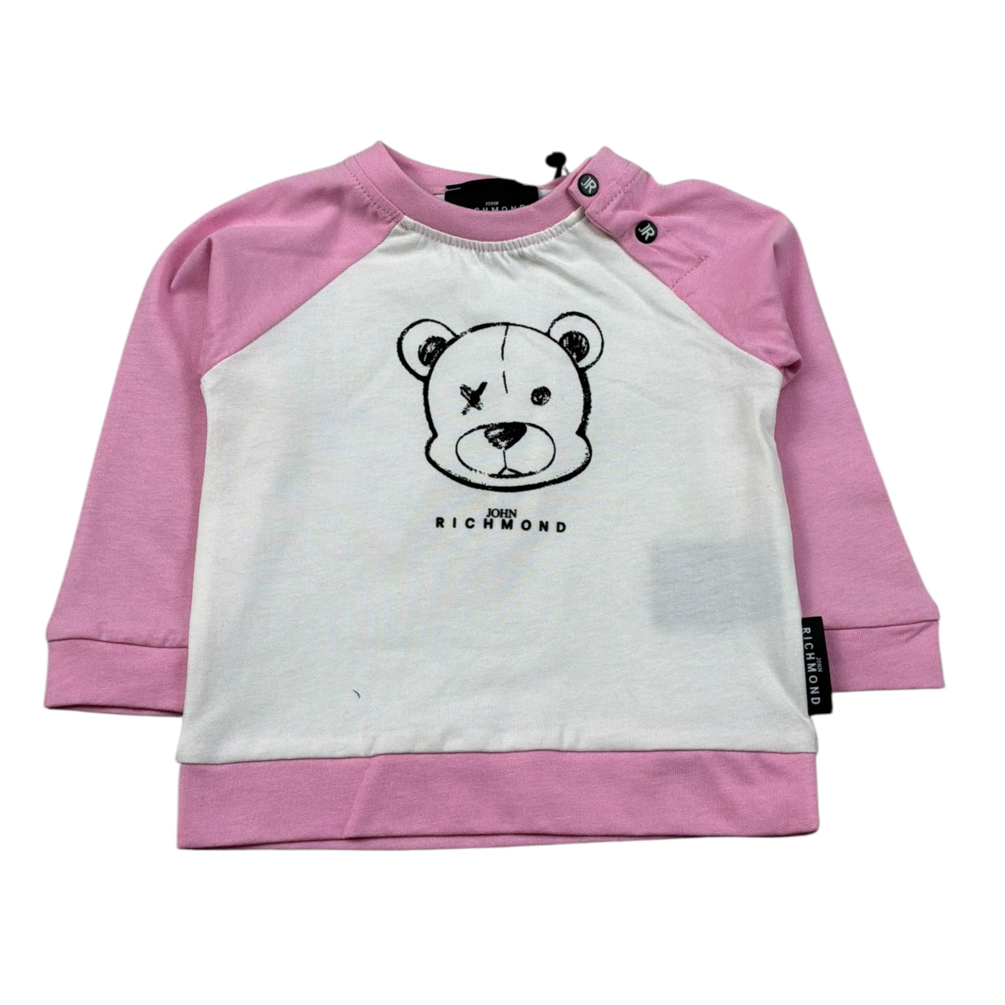 John Richmond Shirt Girocollo tinta unita con Maniche In Contrasto Bianco per Neonata RIA26098TS BIANCO JOHN RICHMOND 