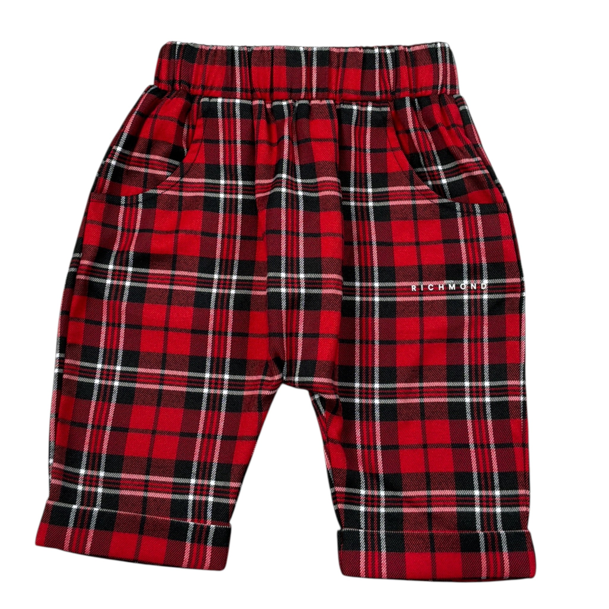 John Richmond Pantalone tinta unita con Fantasia Scozzese Rosso per Neonato RIA26140PA ROSSO JOHN RICHMOND 