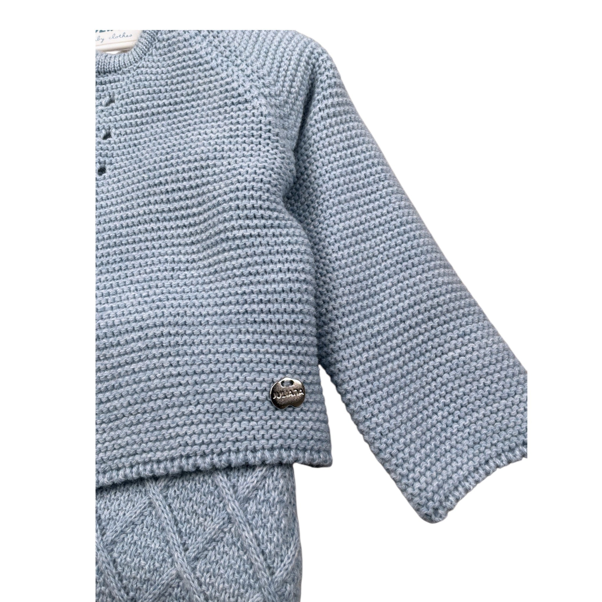 Juliana Completo 3 Cardigan-Camicia-Pagliaccetto Azzurro per Neonato 25608 AZZURRO JULIANA 