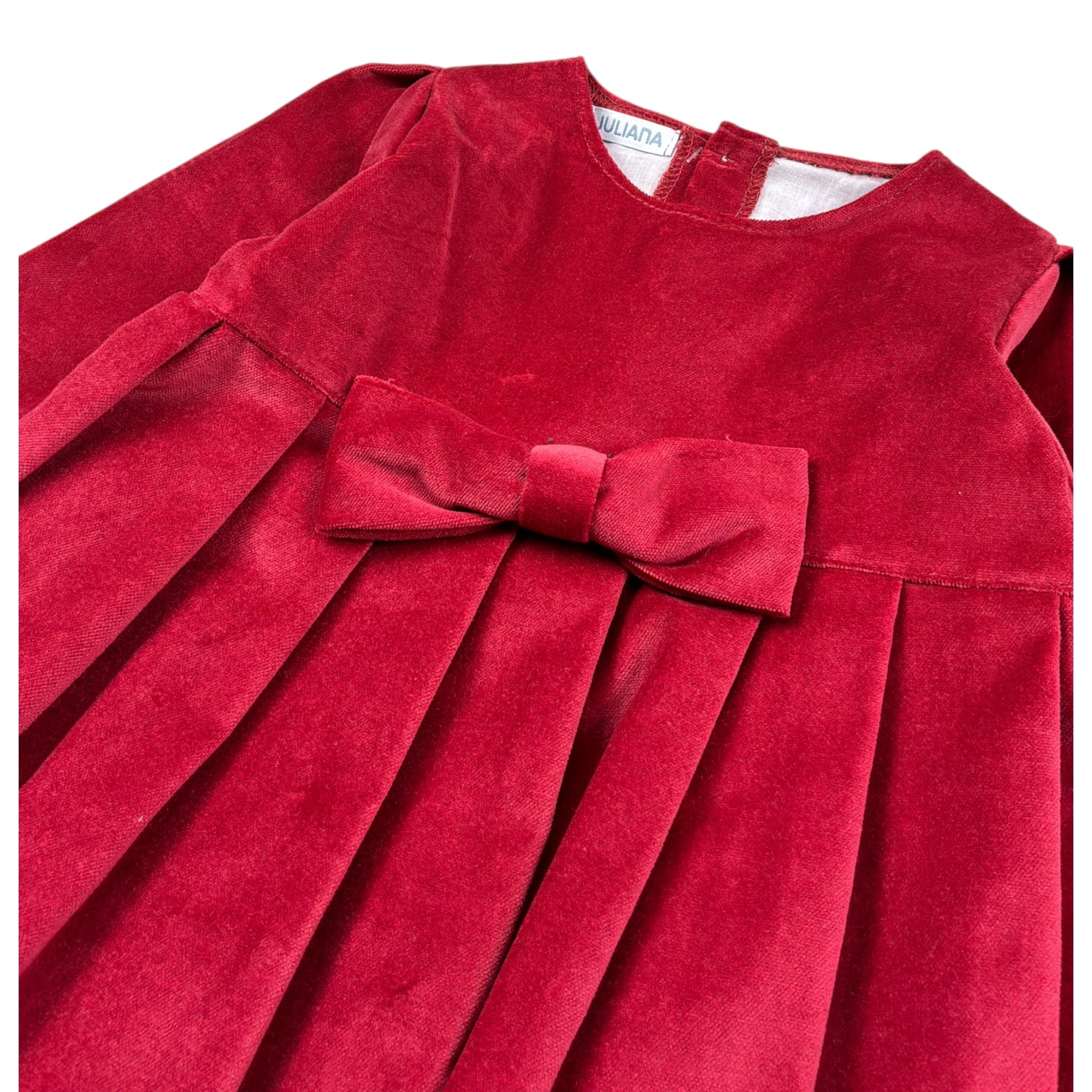 Juliana Abito tinta unita In Velluto Rosso per Neonata 25671 ROSSO JULIANA 