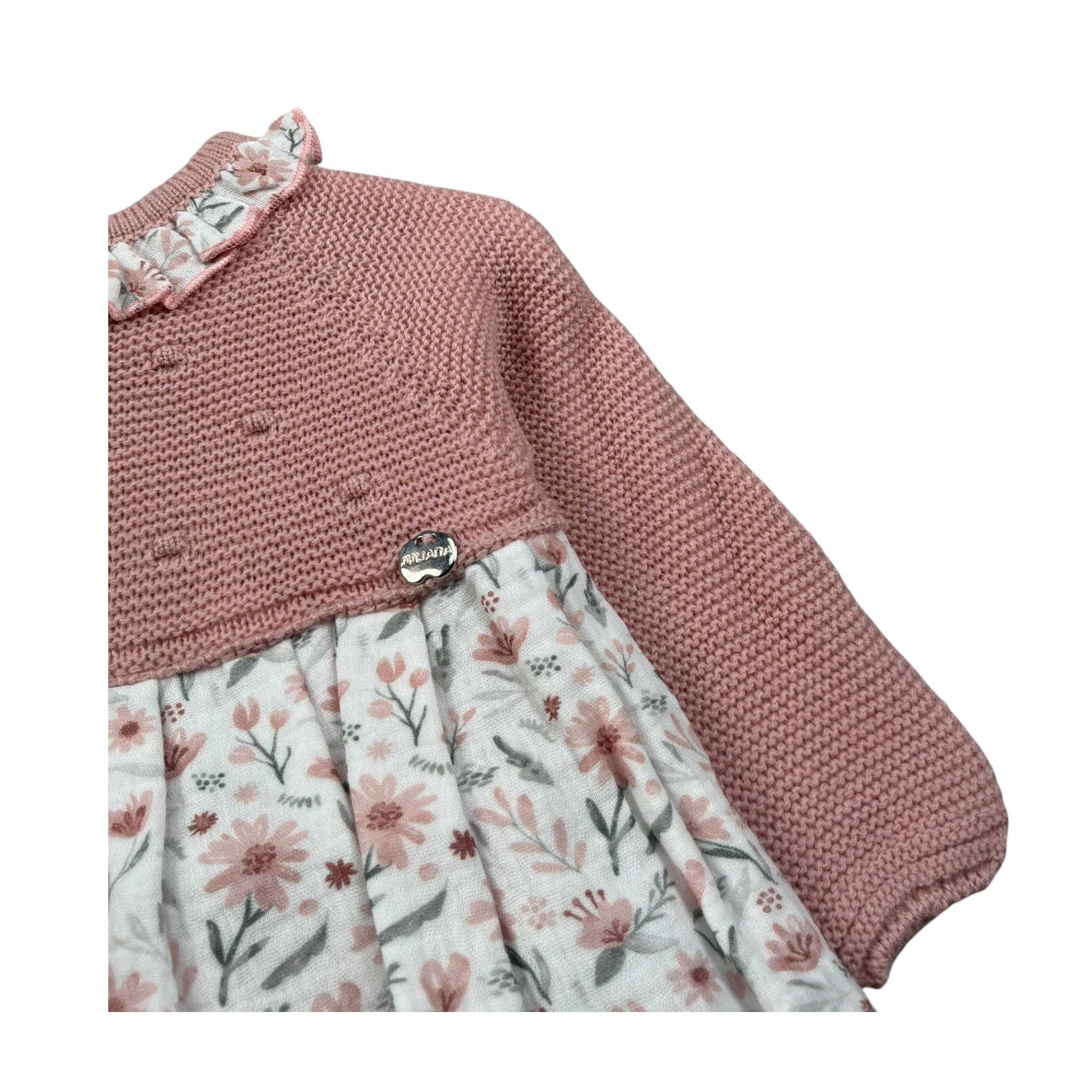 Juliana Abito Manica Lunga Bicolore con Cappelli Rosa per Neonata 25673 ROSA JULIANA 