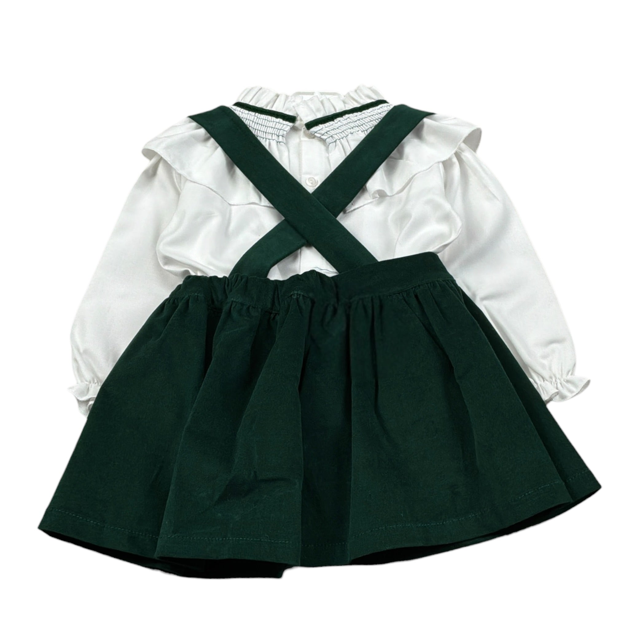 Juliana Completo 2 Pezzi Camicia-Salopette Bianco/Verde per Neonata 25682 BIANCO/VERDE JULIANA 