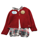 Juliana Completo 3 Pezzi Cardigan-Camicia-Culotte Rosso per Bambino J2138J ROSSO JULIANA 