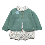 Juliana Completo 3 Pezzi Cardigan-Camicia-Culotte Verde per Neonato J8185 VERDE JULIANA 