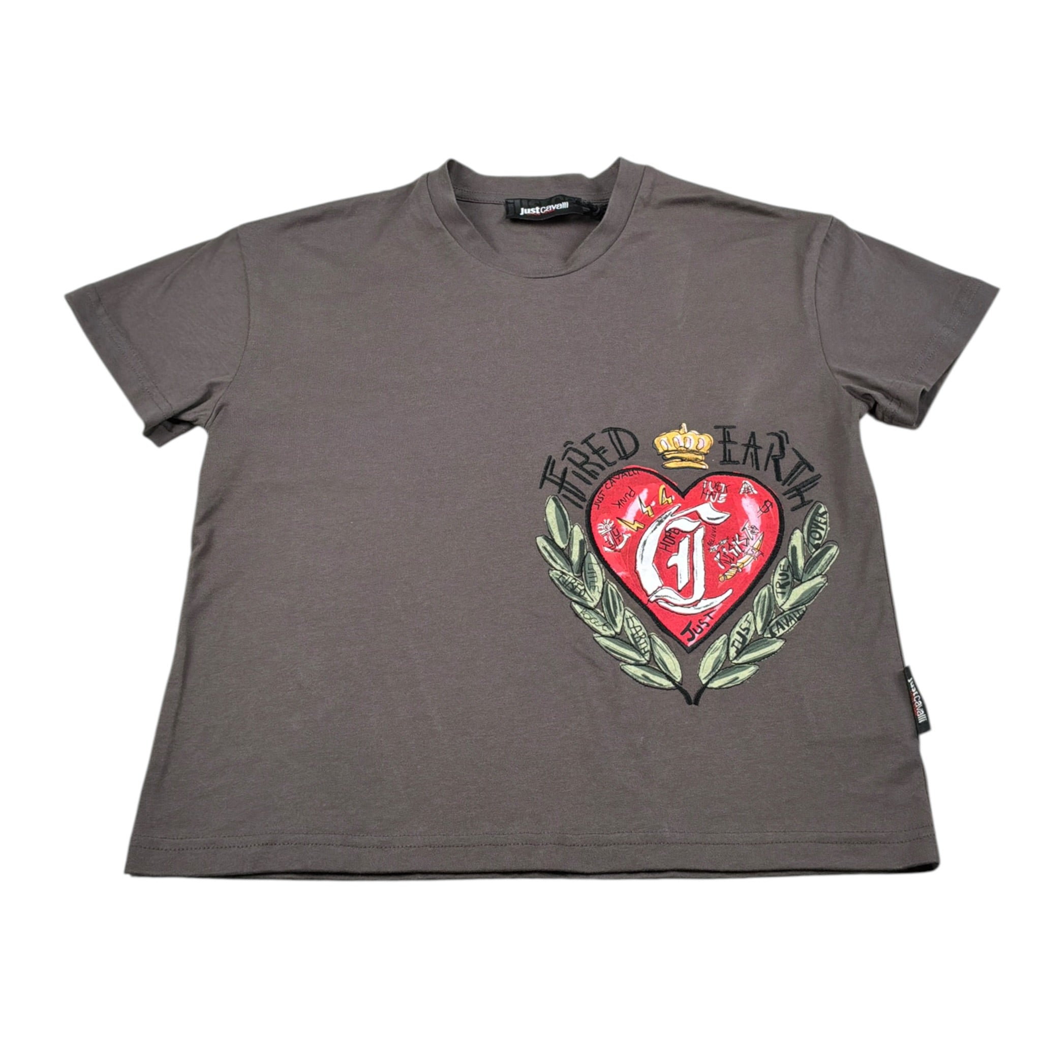 Just Cavalli T-Shirt Girocollo tinta unita con Ricami Grigio per Bambino JBA26038TS GRIGIO JUST CAVALLI 