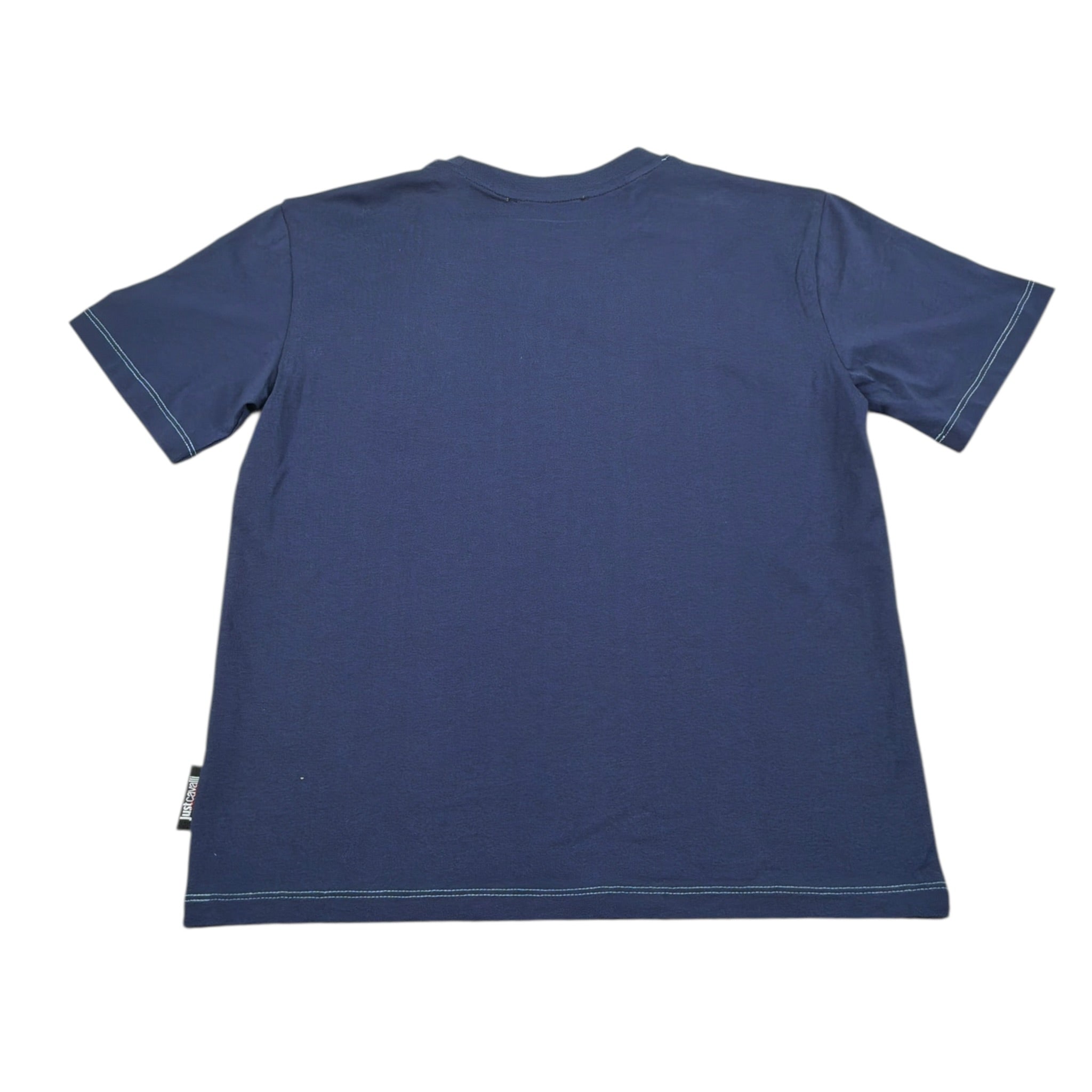 Just Cavalli T-Shirt Girocollo Tinta Unit con Stampa Blu per Bambino JBA26129TS BLU JUST CAVALLI 