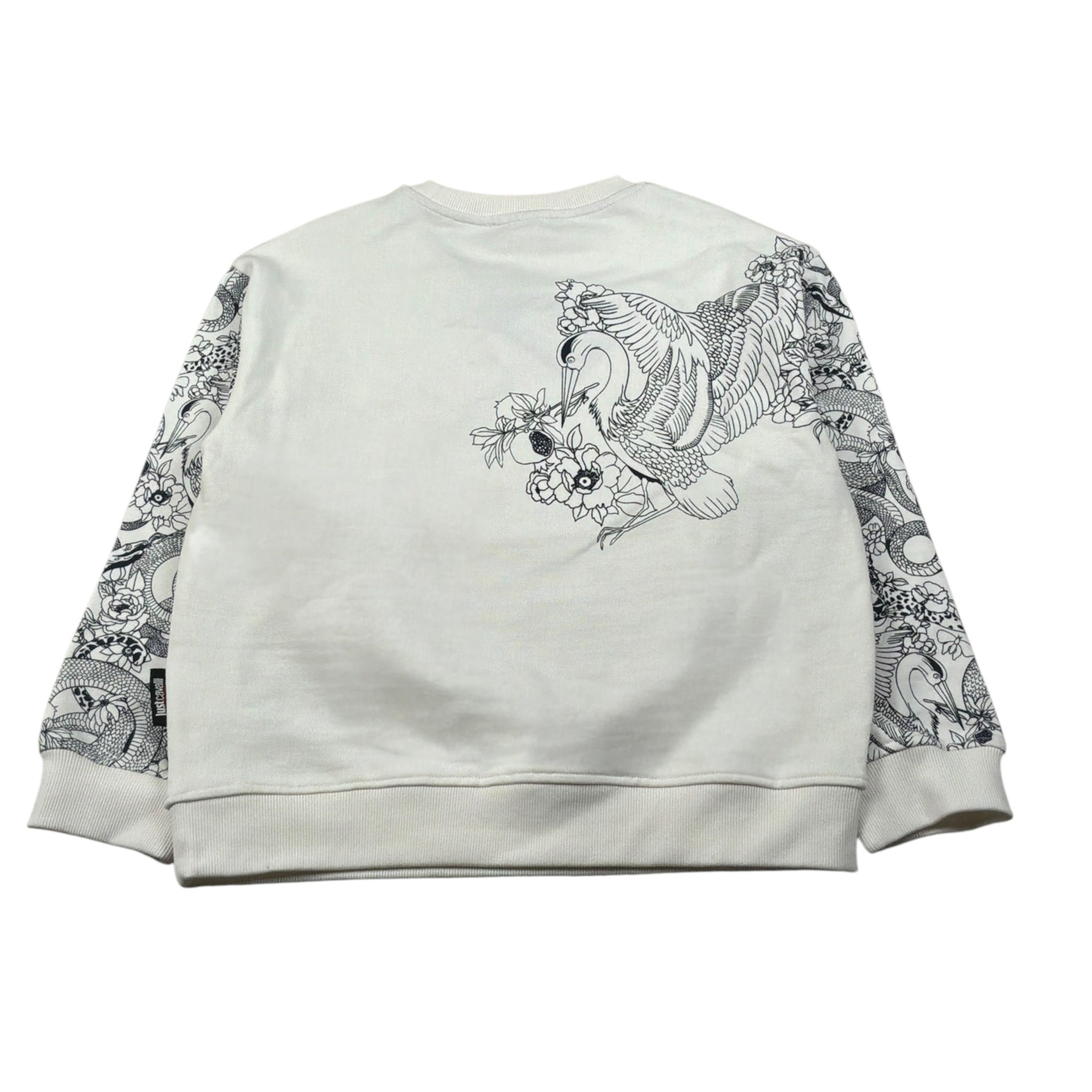 Just Cavalli Felpa Chiusa Girocollo tinta unita con Stampa Panna per Bambino JBA26143FE PANNA JUST CAVALLI 