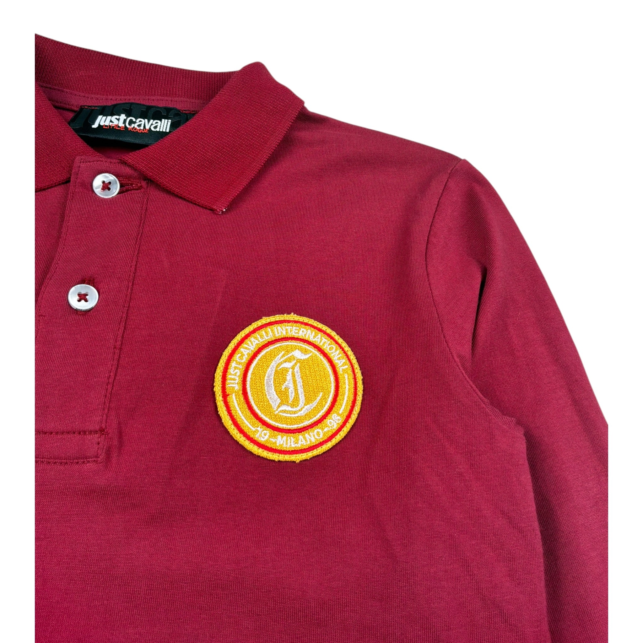 Just Cavalli Polo Manica Lunga tinta unita con Logo Bordeaux per Bambino JBA26152PO BORDEAUX JUST CAVALLI 
