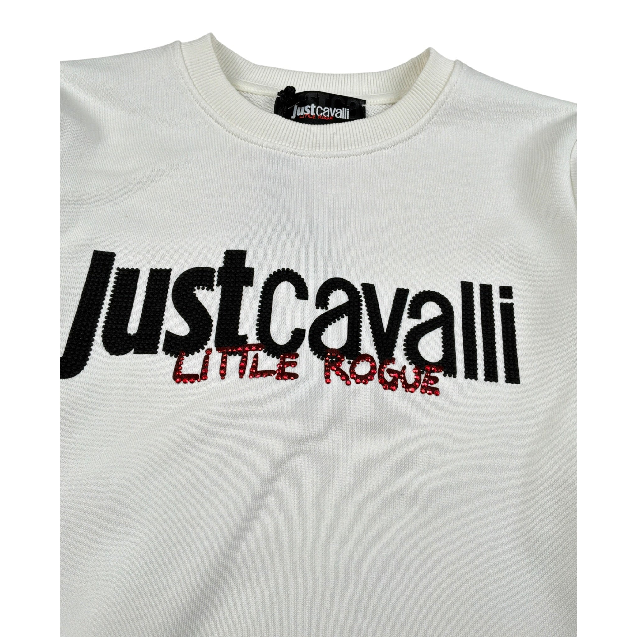 Just Cavalli Felpa Chiusa Girocollo tinta unita con Stampa Panna per Bambina JBA26158FE PANNA JUST CAVALLI 