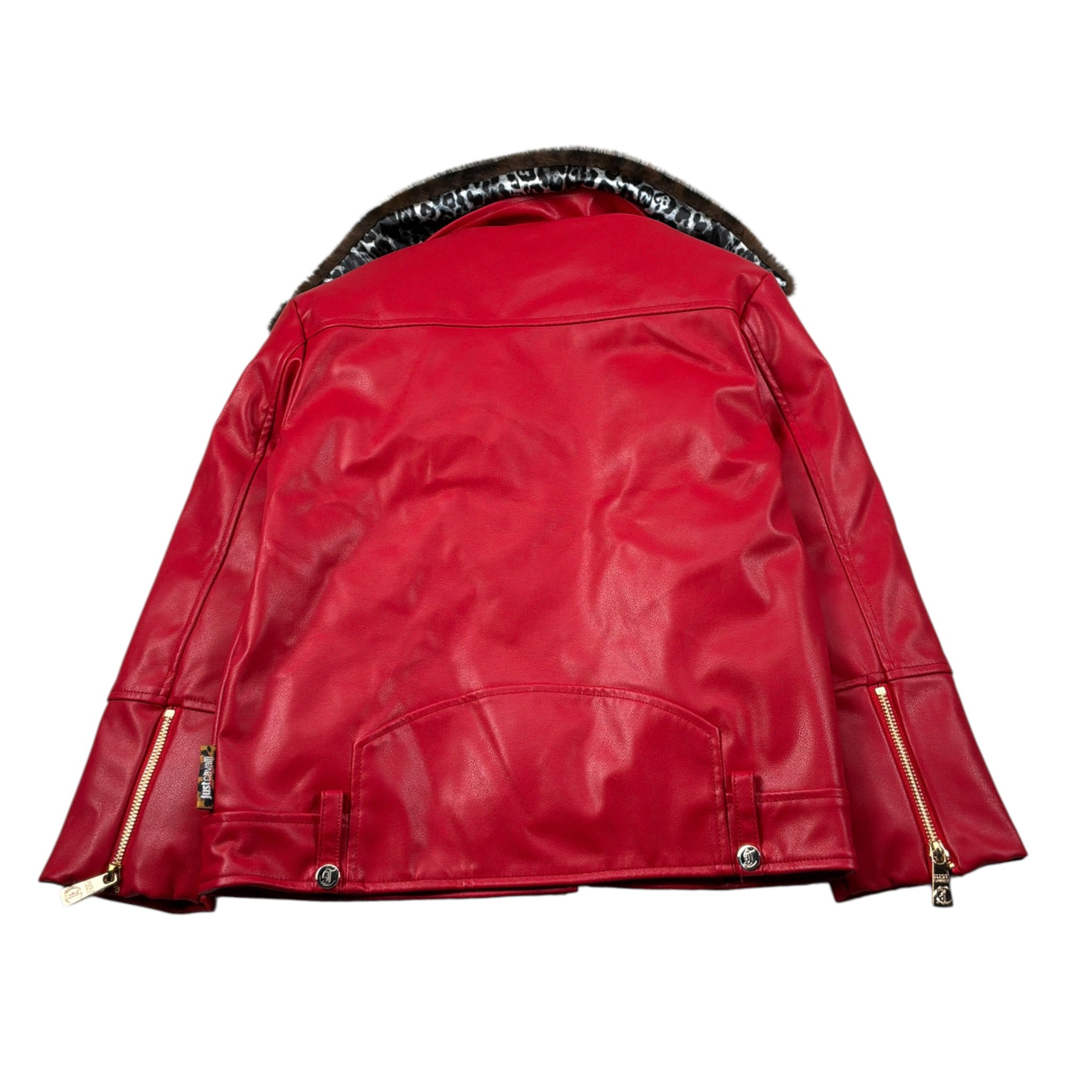 Just Cavalli Chiodo In Ecopelle tinta unita con Colletto Rosso per Bambina JGA26067GB ROSSO JUST CAVALLI 