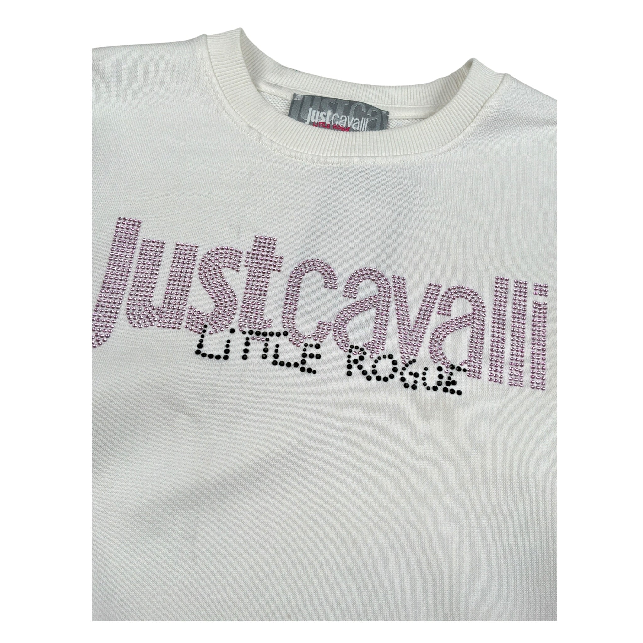 Just Cavalli Felpa Chiusa Girocollo tinta unita con Brillantini Bianco per Bambina JGA26174FE BIANCO JUST CAVALLI 