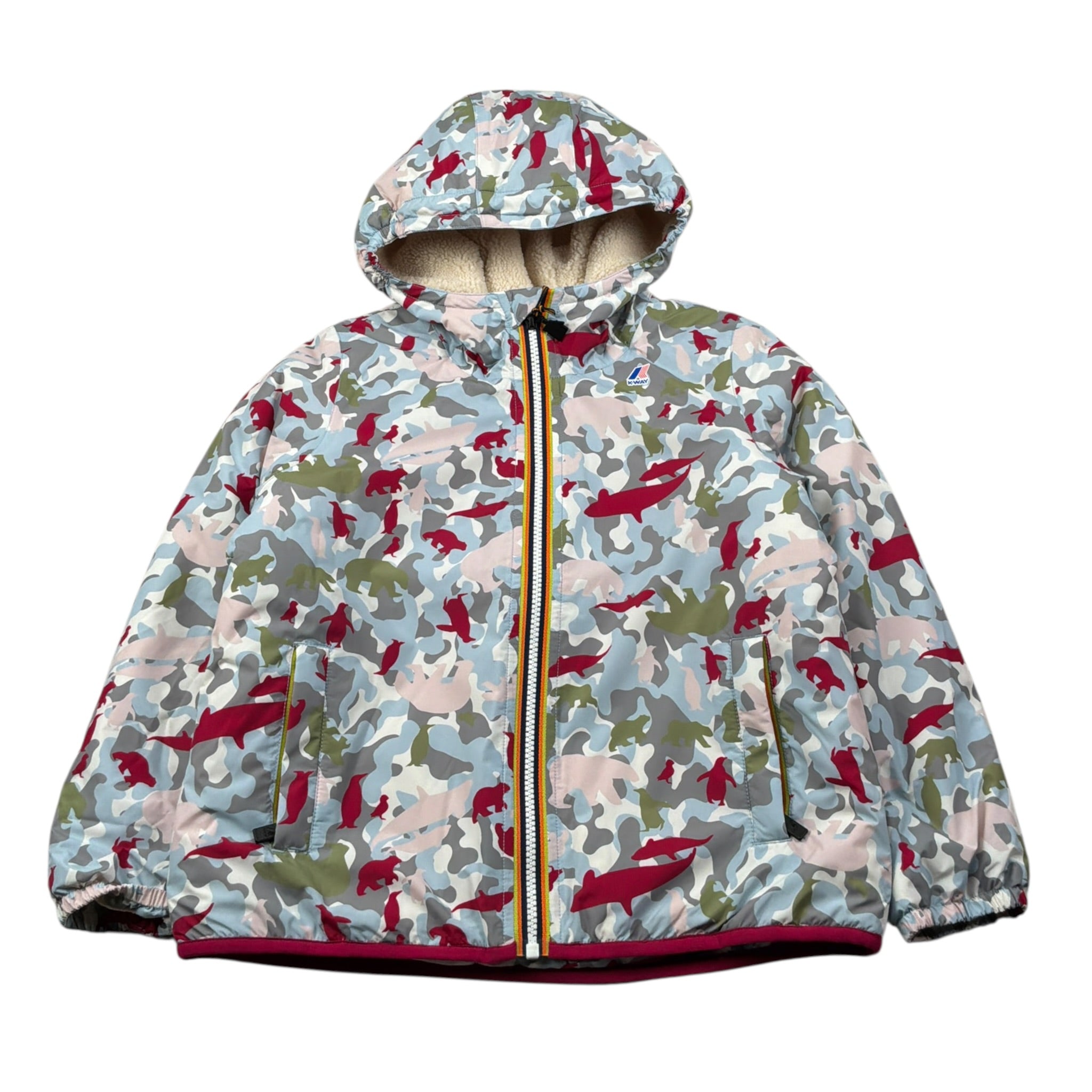 K-Way Giubbino Stampa Fantasia Animali Multicolor per Bambina K1127IW MULTICOLOR K-WAY 