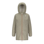 K-Way Giubbino Reversibile Lungo con Zip E Cappuccio Verde/Bianco per Bambina K11517W VERDE/BIANCO K-WAY 