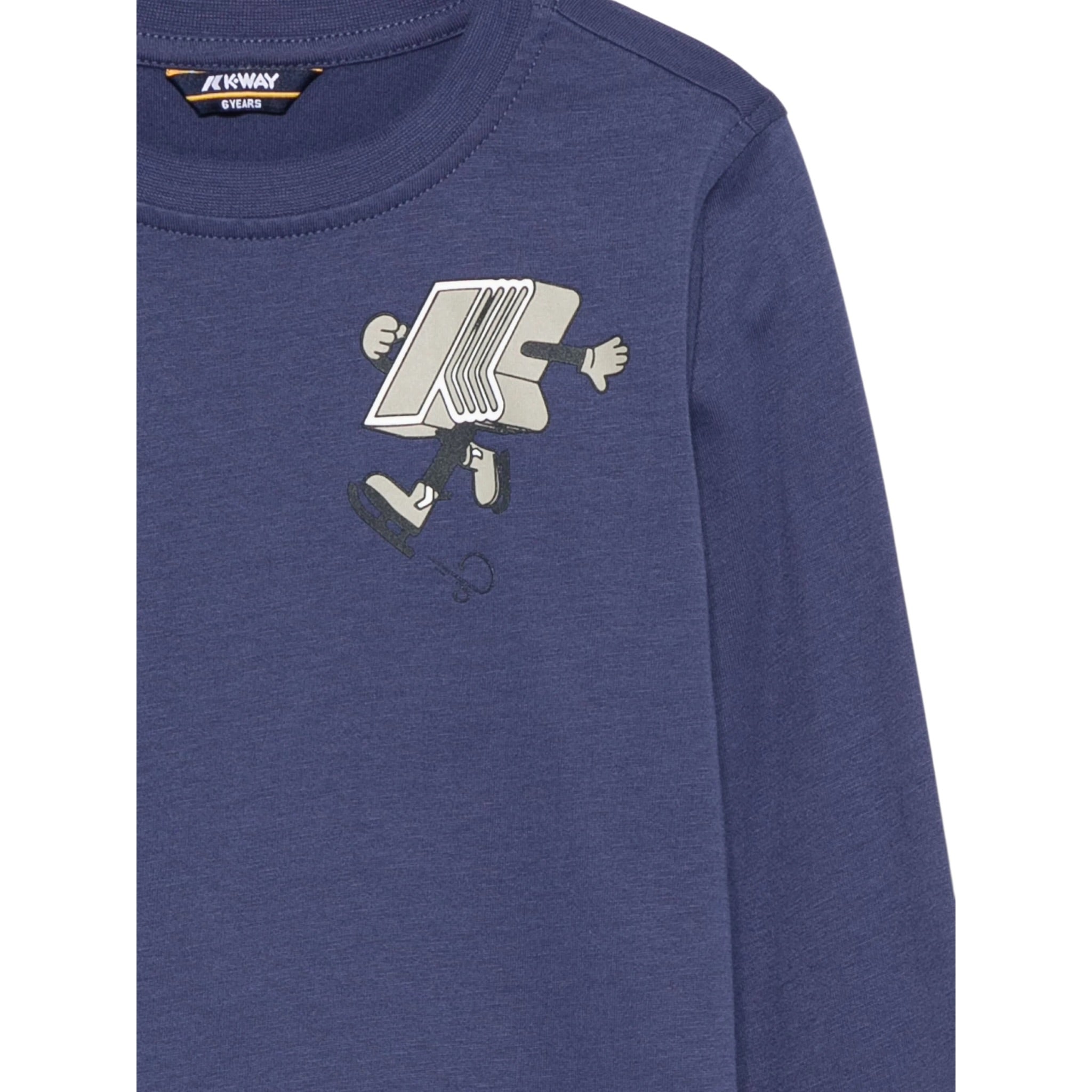 K-Way Shirt Girocollo tinta unita con Logo Blu per Bambino K4125SW BLU K-WAY 
