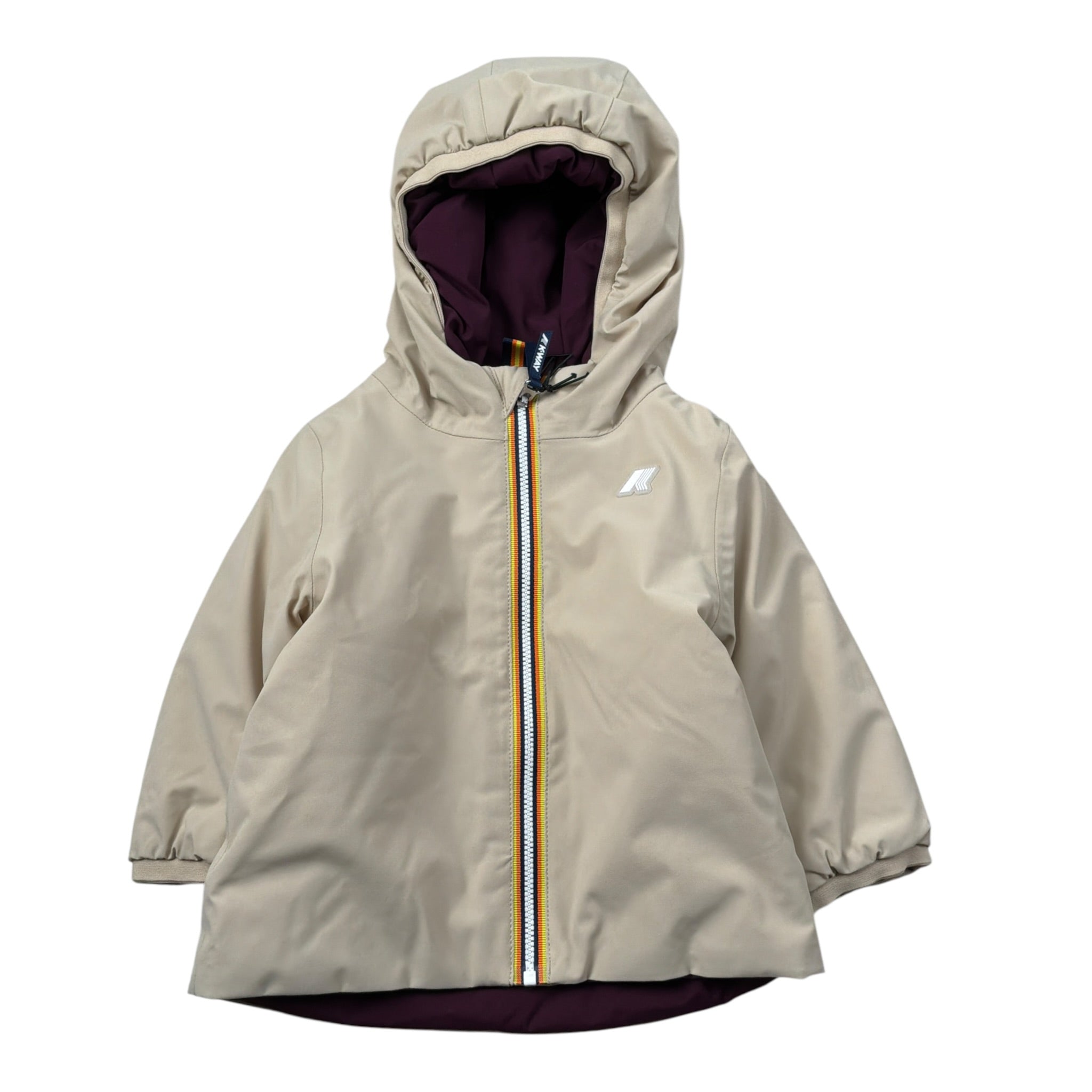 K-Way Giubbino tinta unita con Zip E Cappuccio Reversibile Beige/Bordeaux per Neonata K71338 BEIGE/BORDEAUX K-WAY 