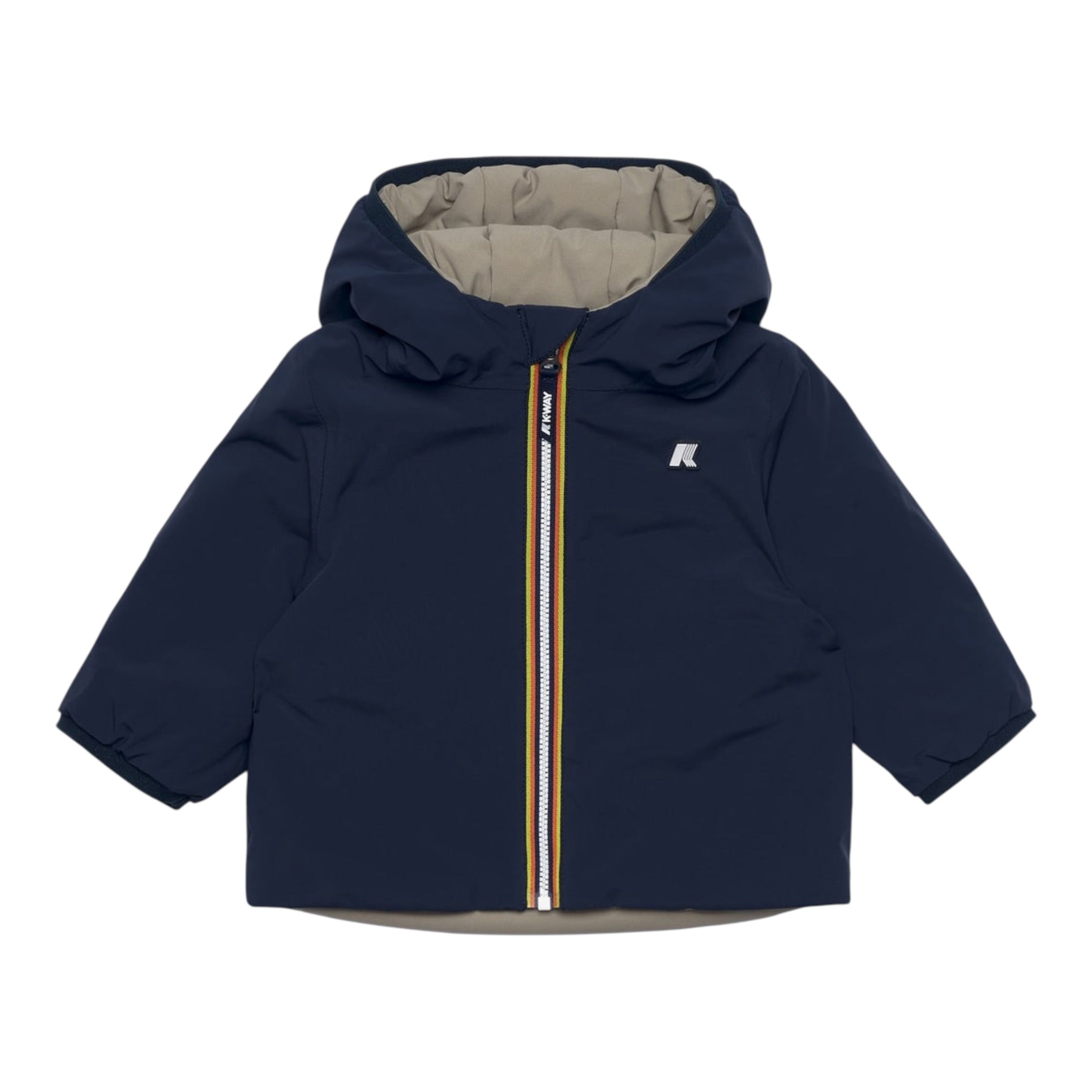 K-Way Giubbino Reversibile Bicolore con Zip E Cappuccio Blu/Verde per Neonato K71338WXXX BLU/VERDE K-WAY 