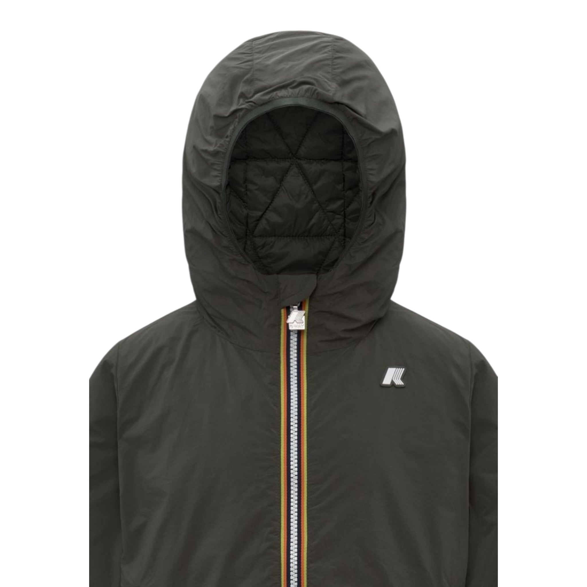 K-Way Giubbino tinta unita con Zip E Cappuccio Verde per Bambino K7142QW VERDE K-WAY 
