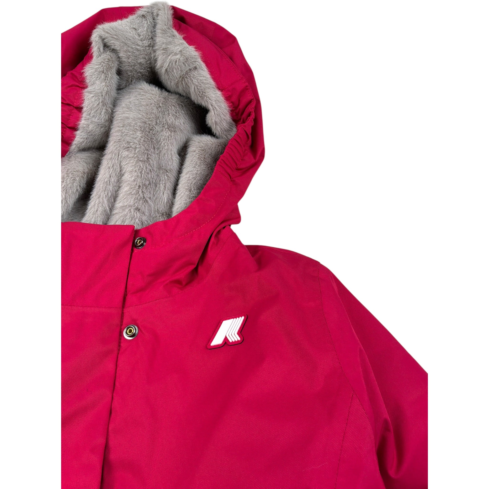 K-Way Giubbino tinta unita con Cappuccio Fuxia per Bambina K7151SW FUXIA K-WAY 