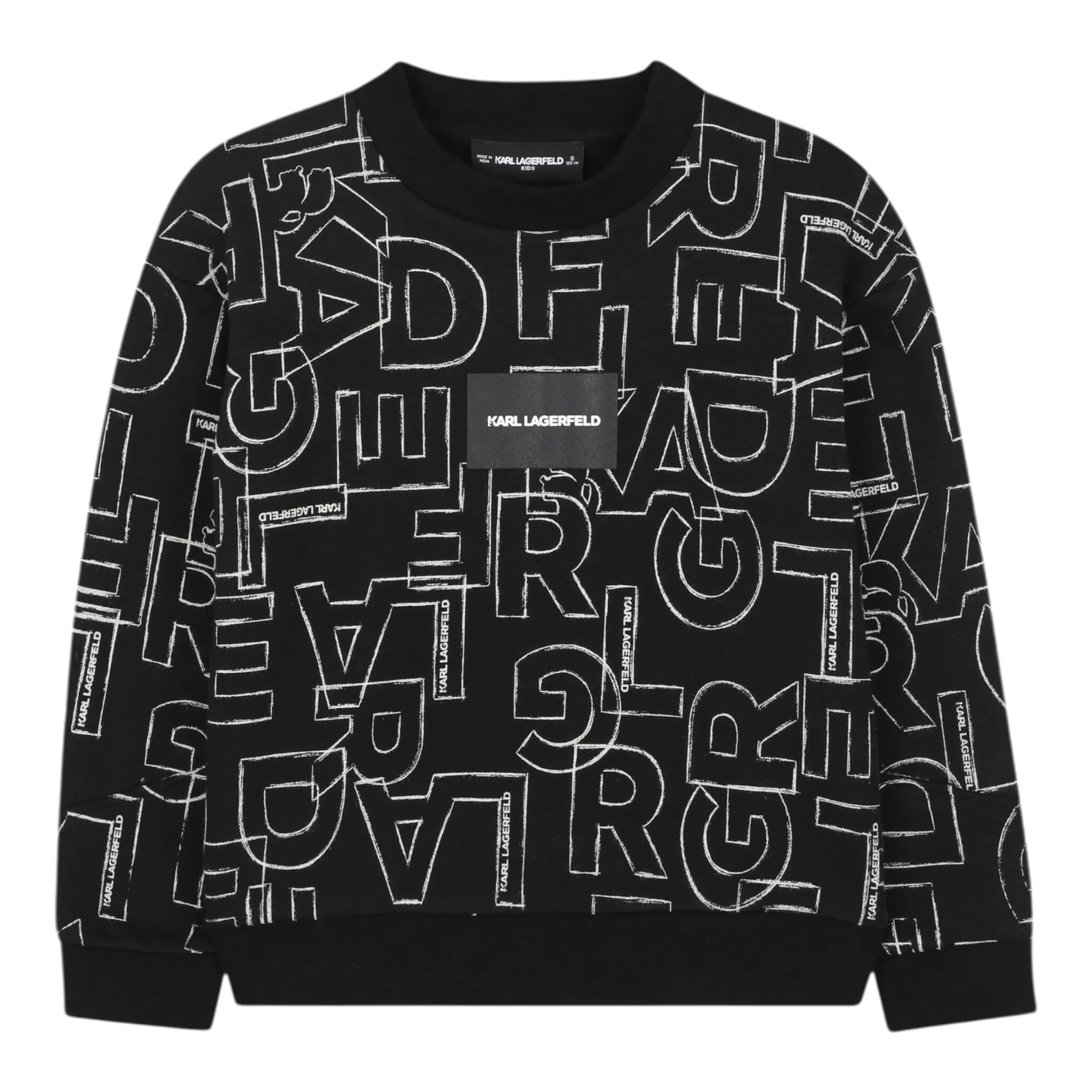 Karl Lagerfeld Felpa Chiusa Girocollo tinta unita con Stampe Nero per Bambina Z30642 NERO KARL LAGERFELD 