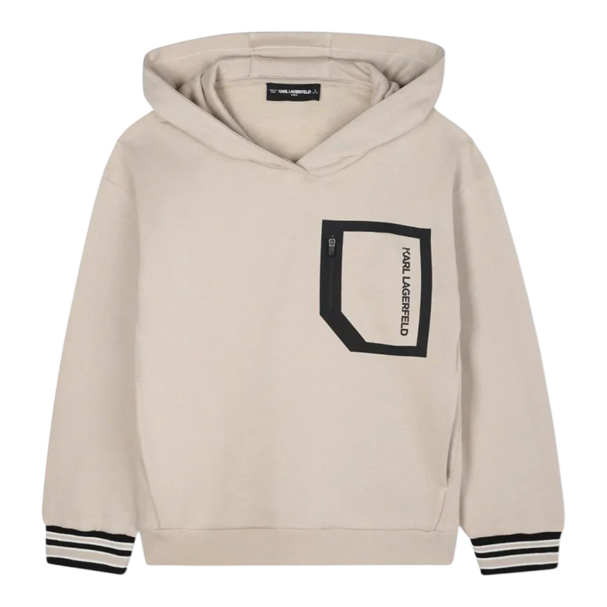 Karl Lagerfeld Felpa tinta unita con Logo E Cappuccio Beige per Bambino Z30643 BEIGE KARL LAGERFELD 