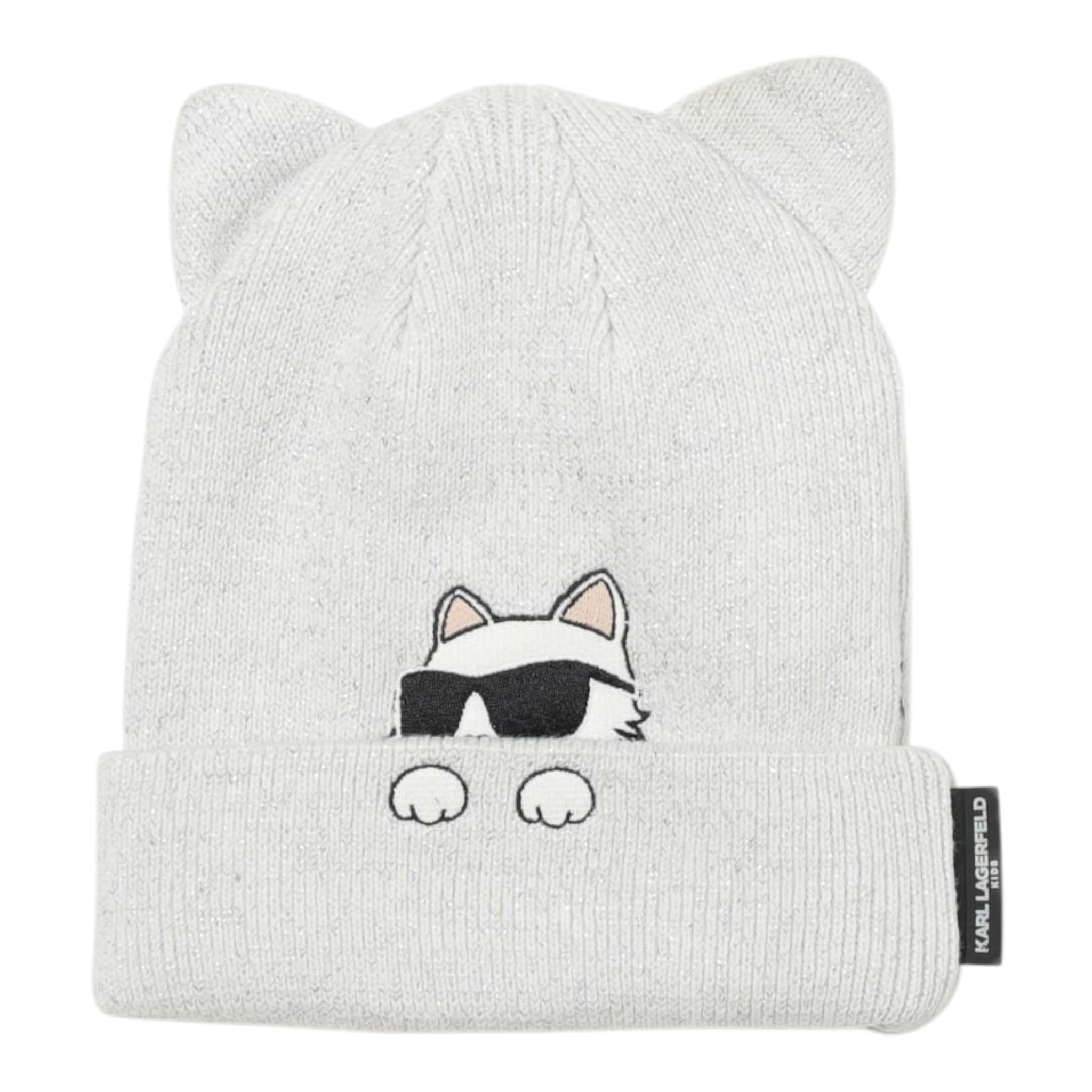 Karl Lagerfeld Cappello tinta unita con Orecchie Grigio per Neonata Z31003 GRIGIO KARL LAGERFELD 