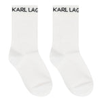 Karl Lagerfeld Calzini tinta unita con Logo Bianco per Bambino Z31016 BIANCO KARL LAGERFELD 