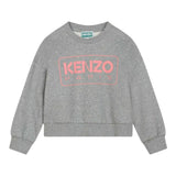 Kenzo Felpa Chiusa Girocollo tinta unita con Logo Grigio per Bambina K60786 GRIGIO KENZO 