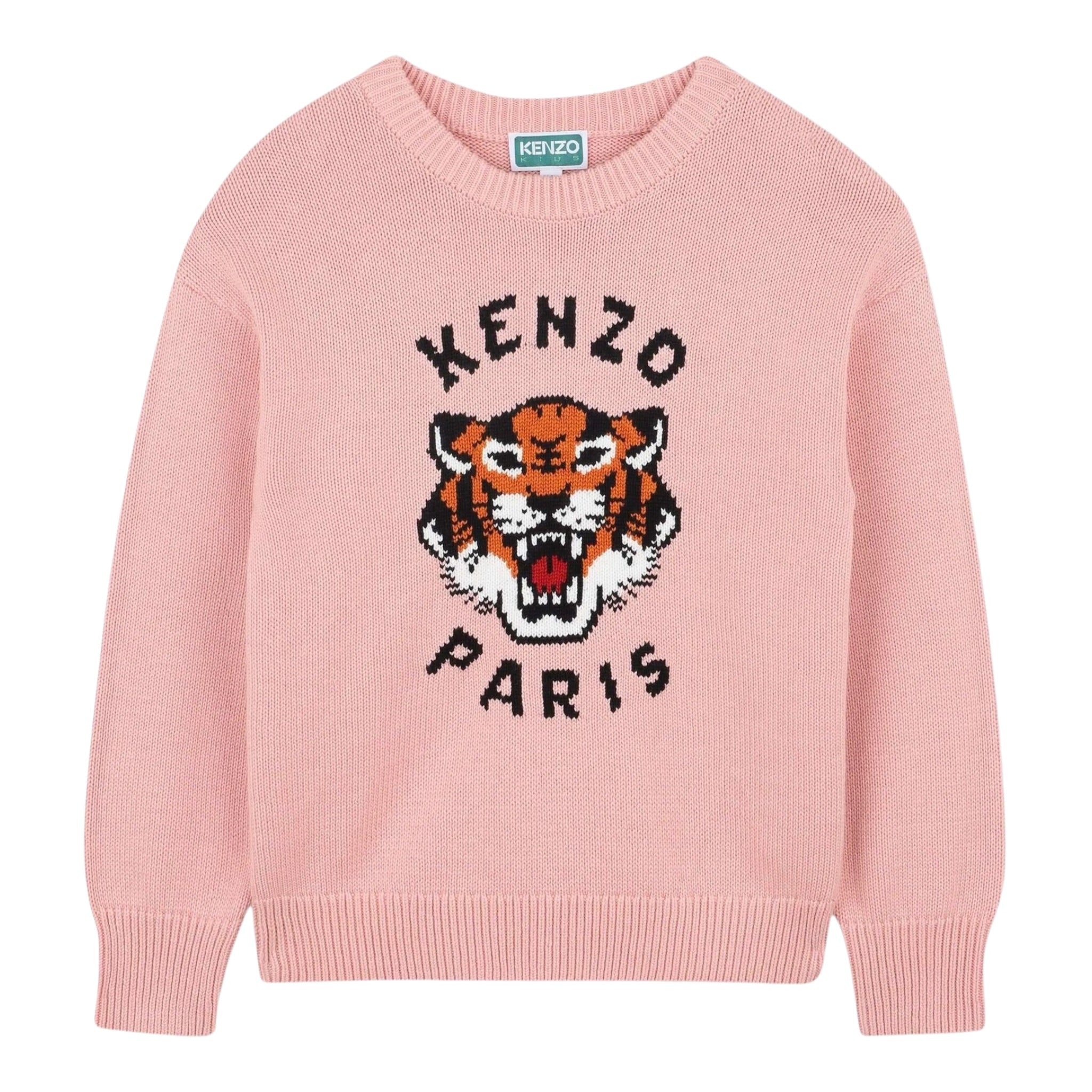 Kenzo Maglia Girocollo tinta unita con Ricami Logo Rosa per Bambina K61334 ROSA KENZO 