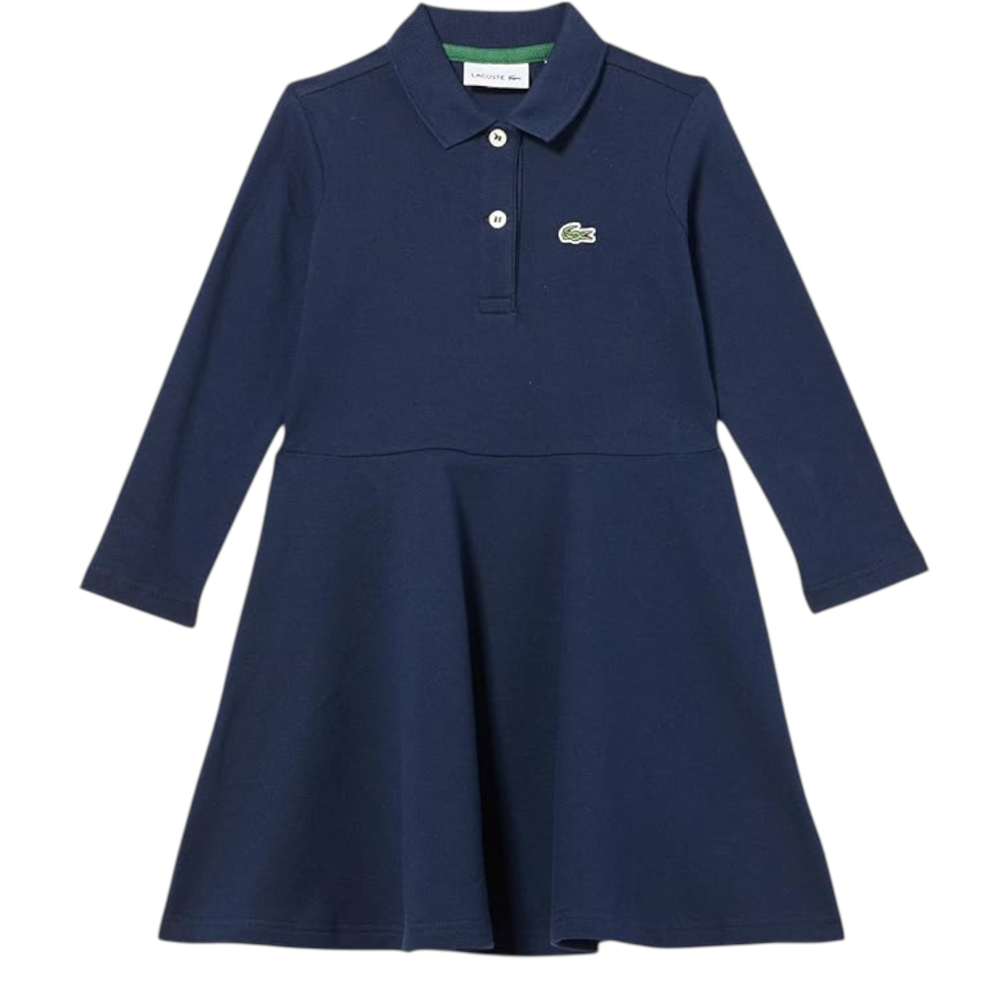 Lacoste Abito Manica Lunga con Colletto tinta unita Blu per Bambina 347067 BLU LACOSTE 