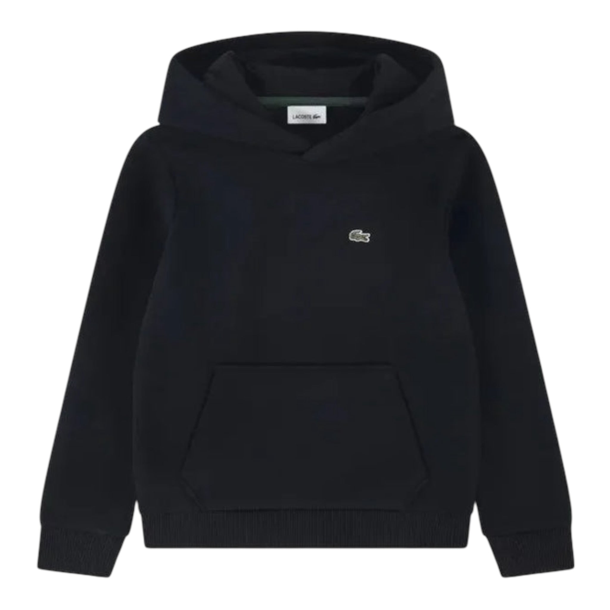 Lacoste Felpa tinta unita con Stampa E Cappuccio Nero per Bambino 947028X NERO LACOSTE 