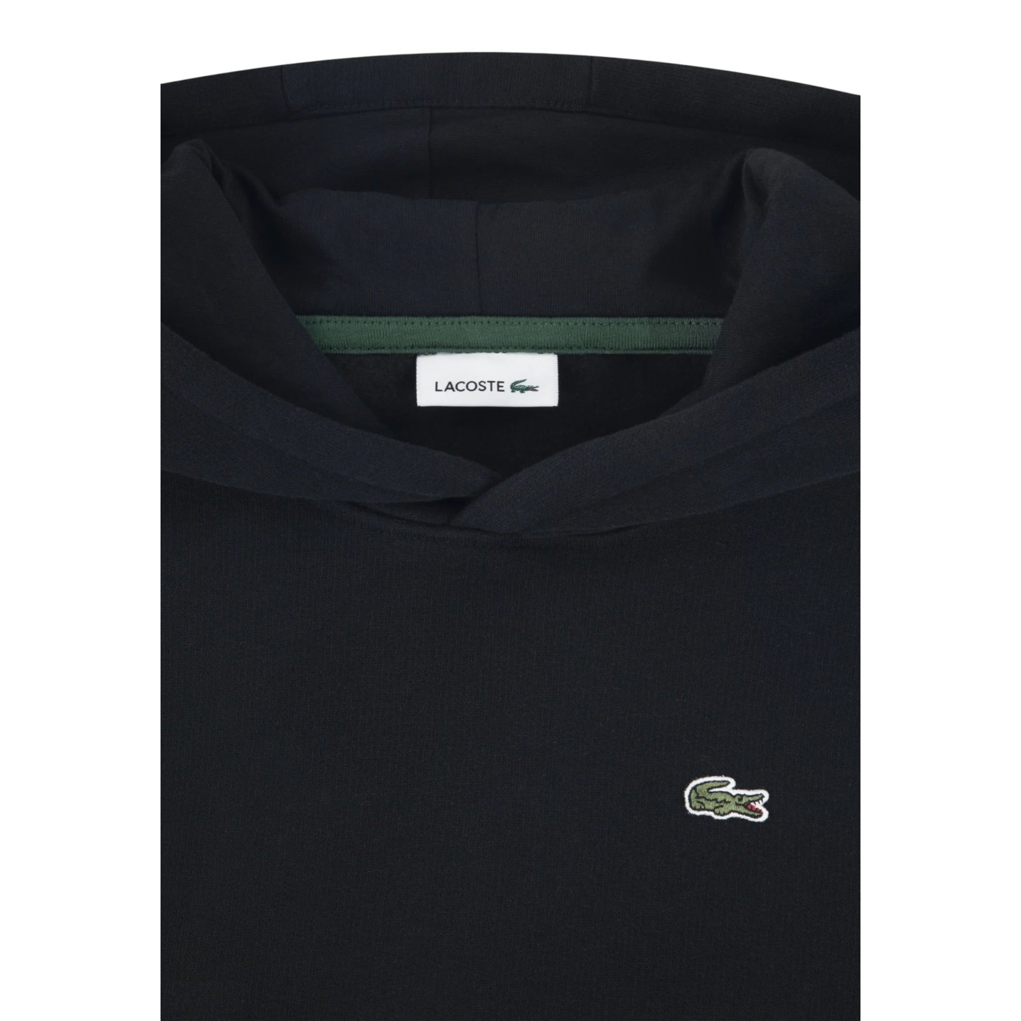Lacoste Felpa tinta unita con Stampa E Cappuccio Nero per Bambino 947028X NERO LACOSTE 