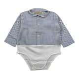 La Stupenderia Camicia Modello Body Bicolore con Fantasia A Quadri Bianco/Azzurro per Neonato 1TBBD01 BIANCO/AZZURRO LA STUPENDERIA 