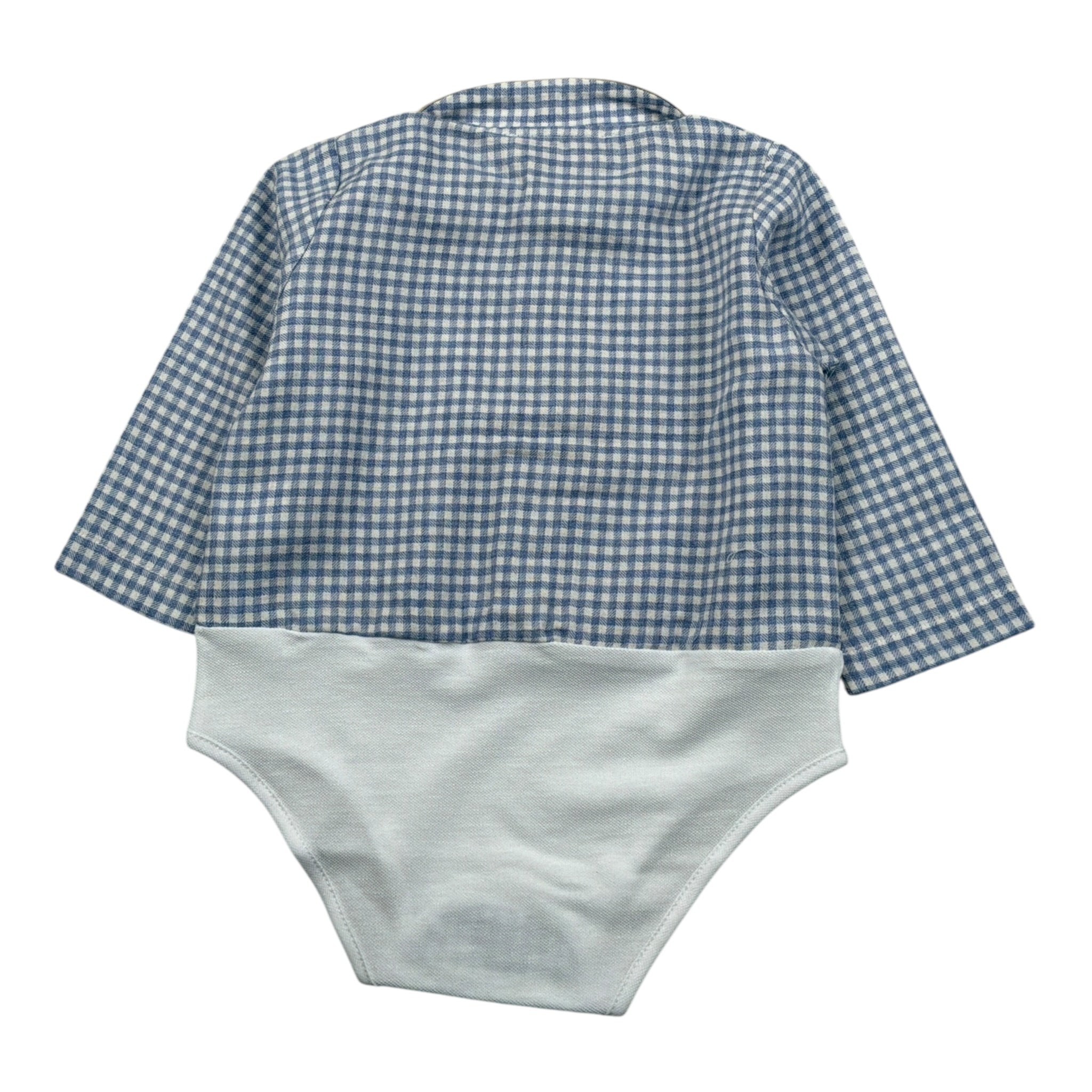 La Stupenderia Camicia Modello Body Bicolore con Fantasia A Quadri Bianco/Azzurro per Neonato 1TBBD01 BIANCO/AZZURRO LA STUPENDERIA 
