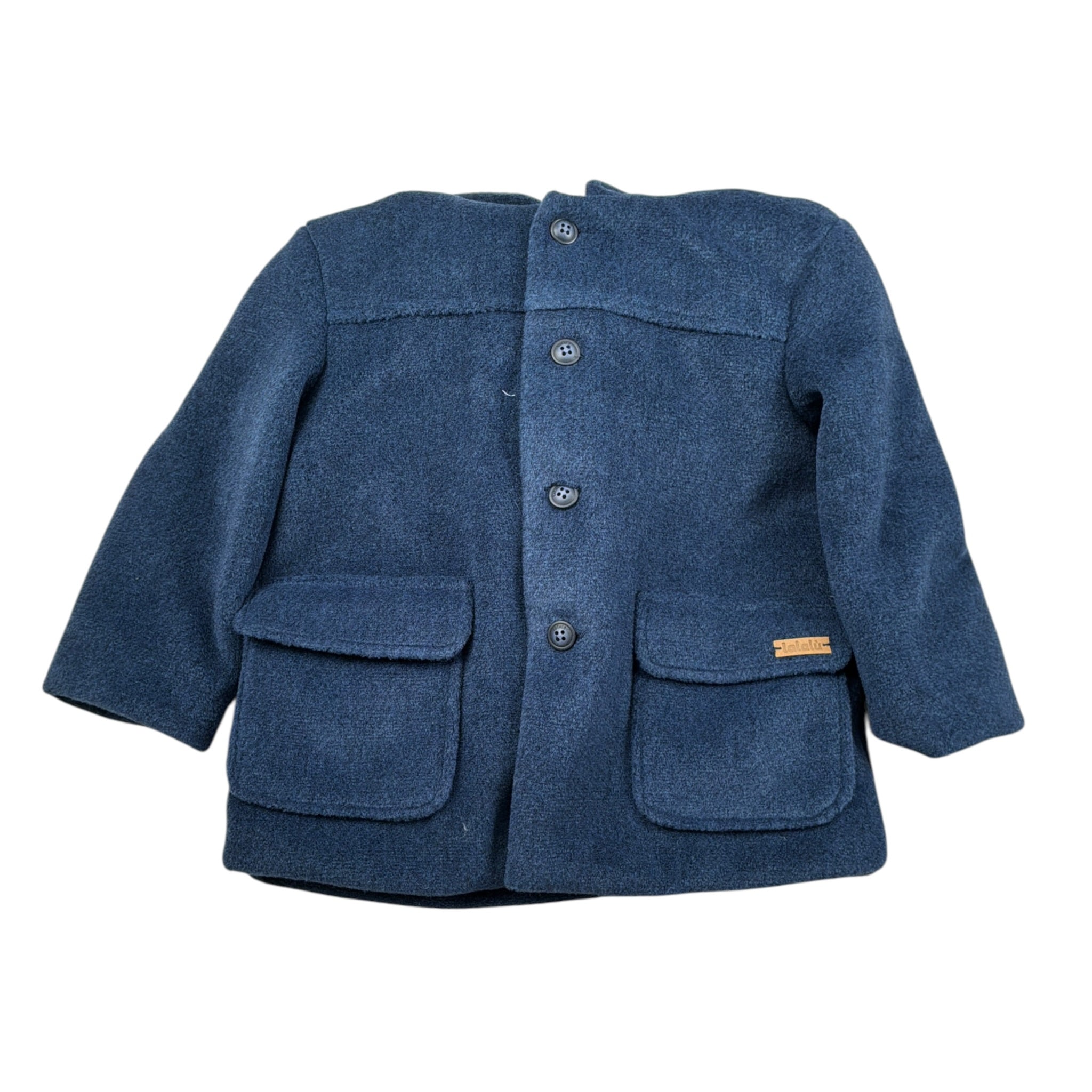 Lalalu' Cappotto tinta unita con Cappuccio E Bottoni Blu per Bambino GIL02QJ BLU LALALU' 
