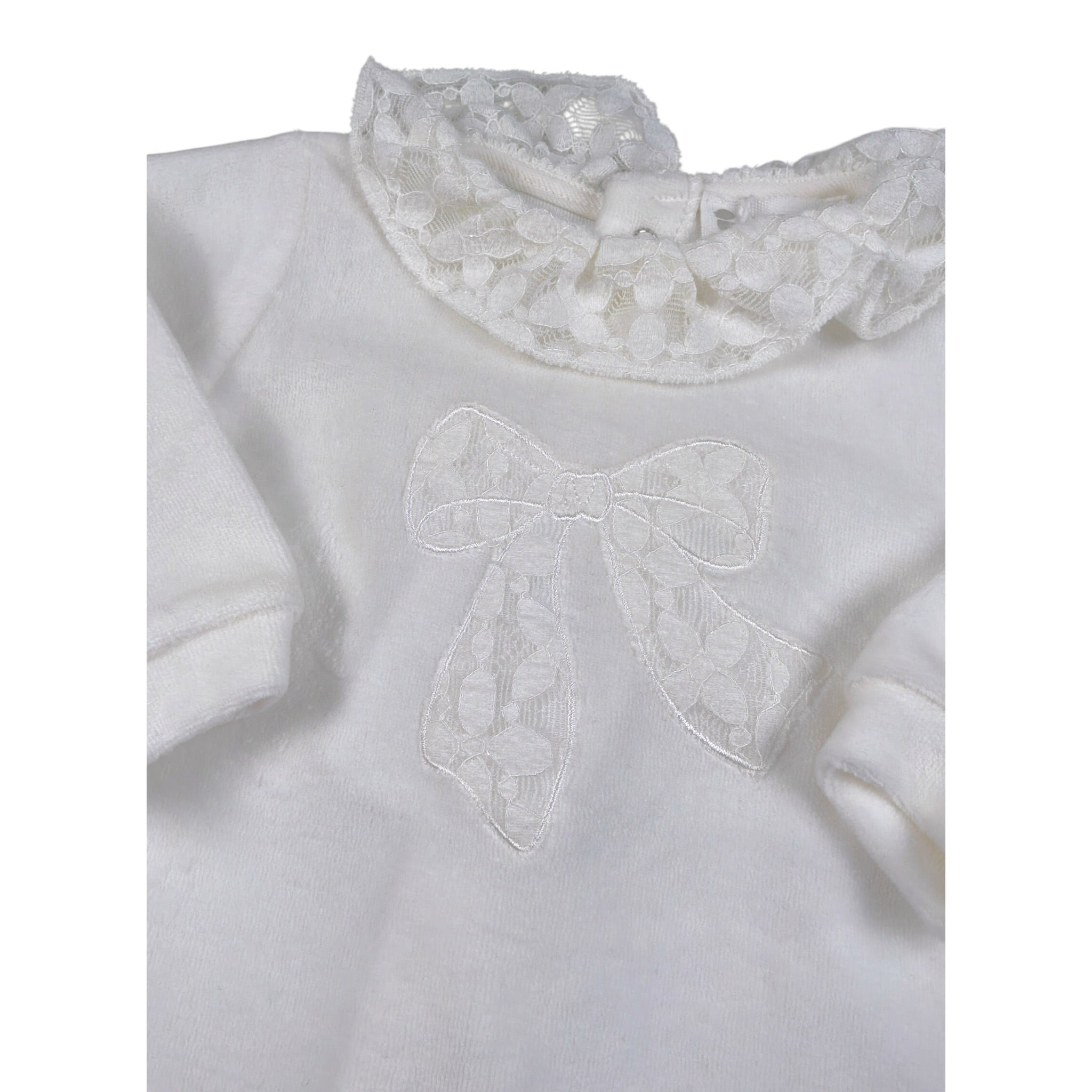 Lalalu' Tutina tinta unita con Ricami Bianco per Neonata TCL7Q BIANCO LALALU' 