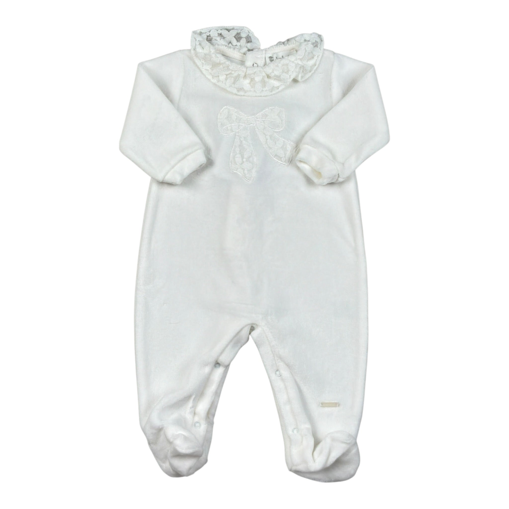 Lalalu' Tutina tinta unita con Ricami Bianco per Neonata TCL7Q BIANCO LALALU' 