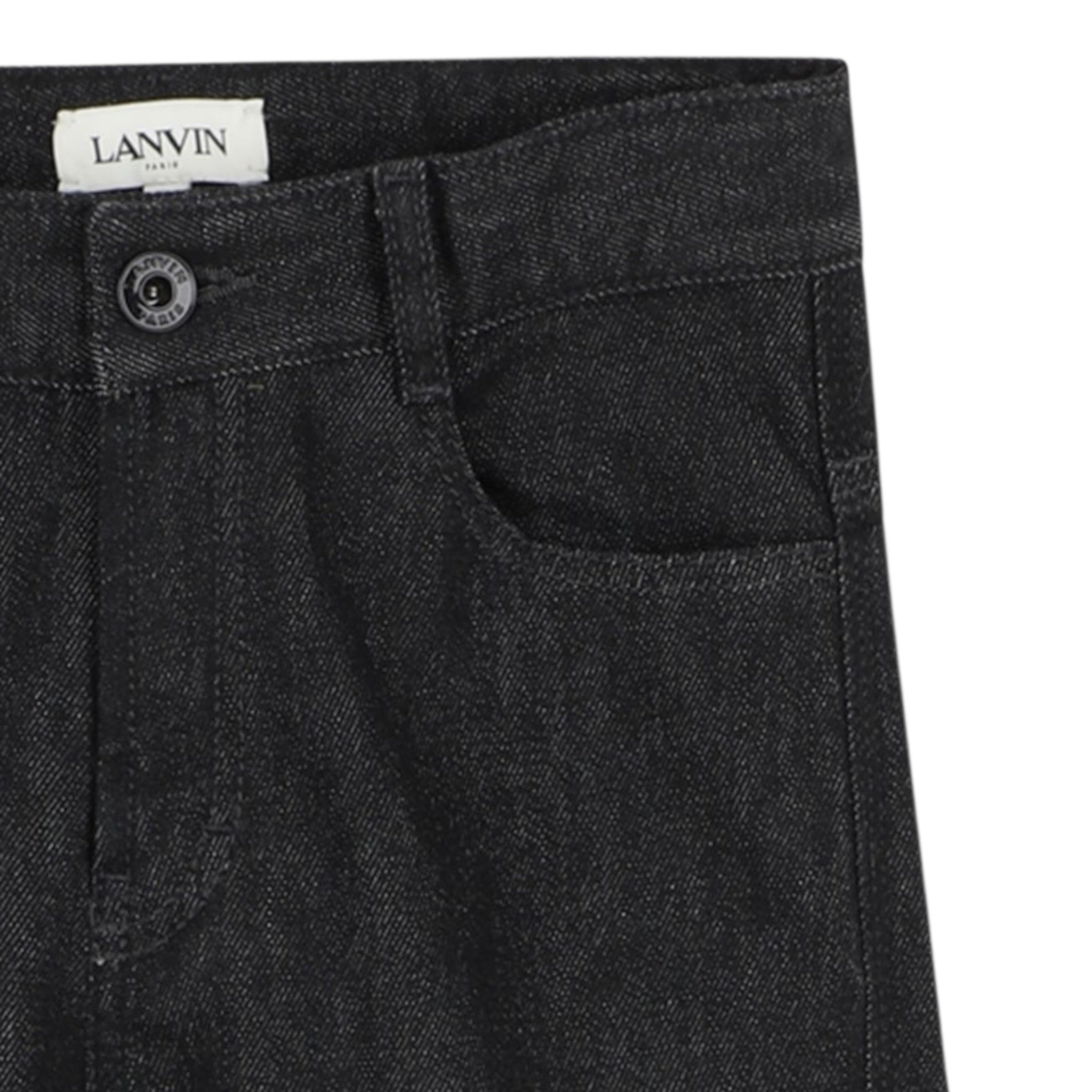Lanvin Jeans tinta unita con Girovita Regolabile Nero per Bambina N30320 NERO LANVIN 