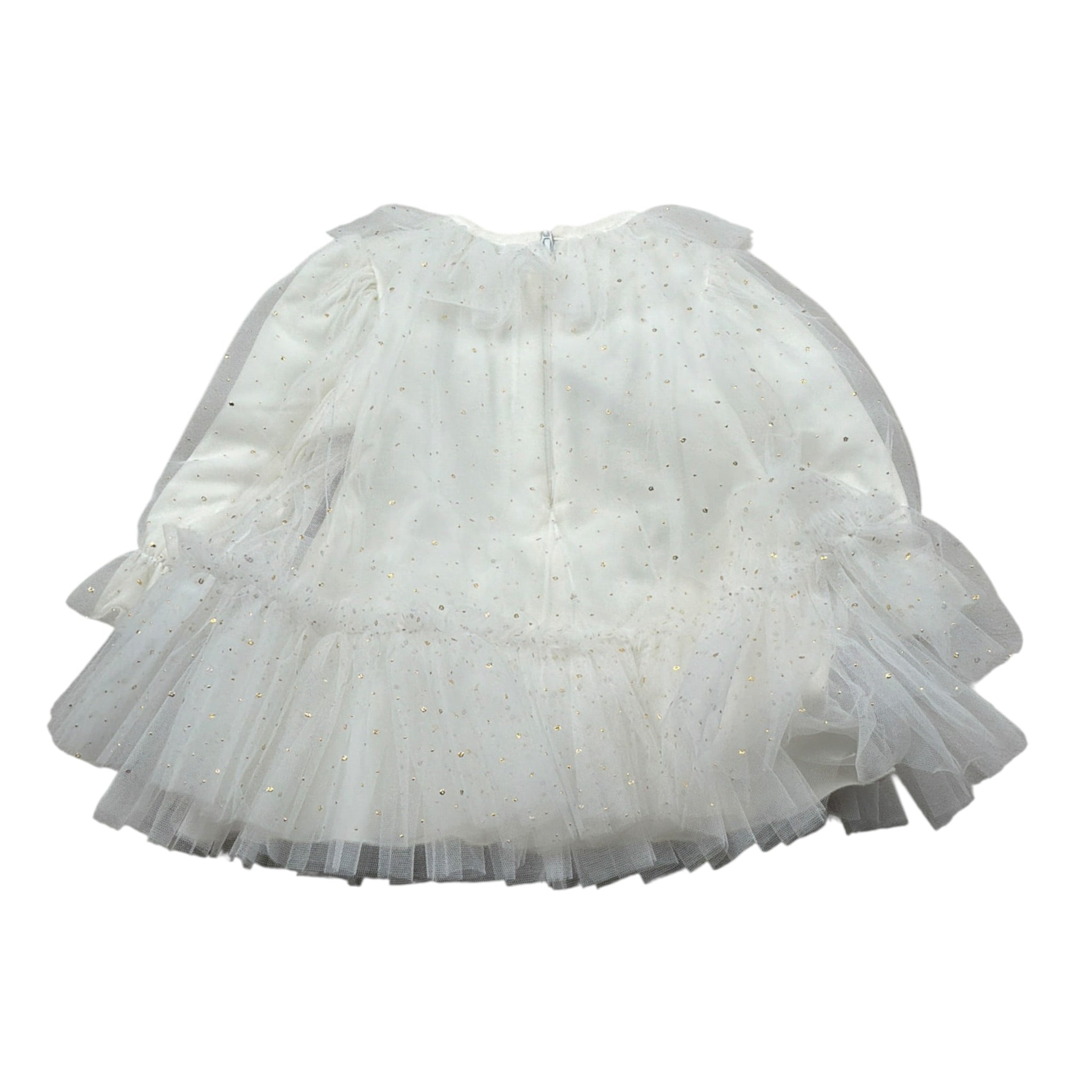 Le Bebe Abito Manica Lunga tinta unita con Tulle Bianco per Neonata LBG5496 BIANCO LE BEBE 